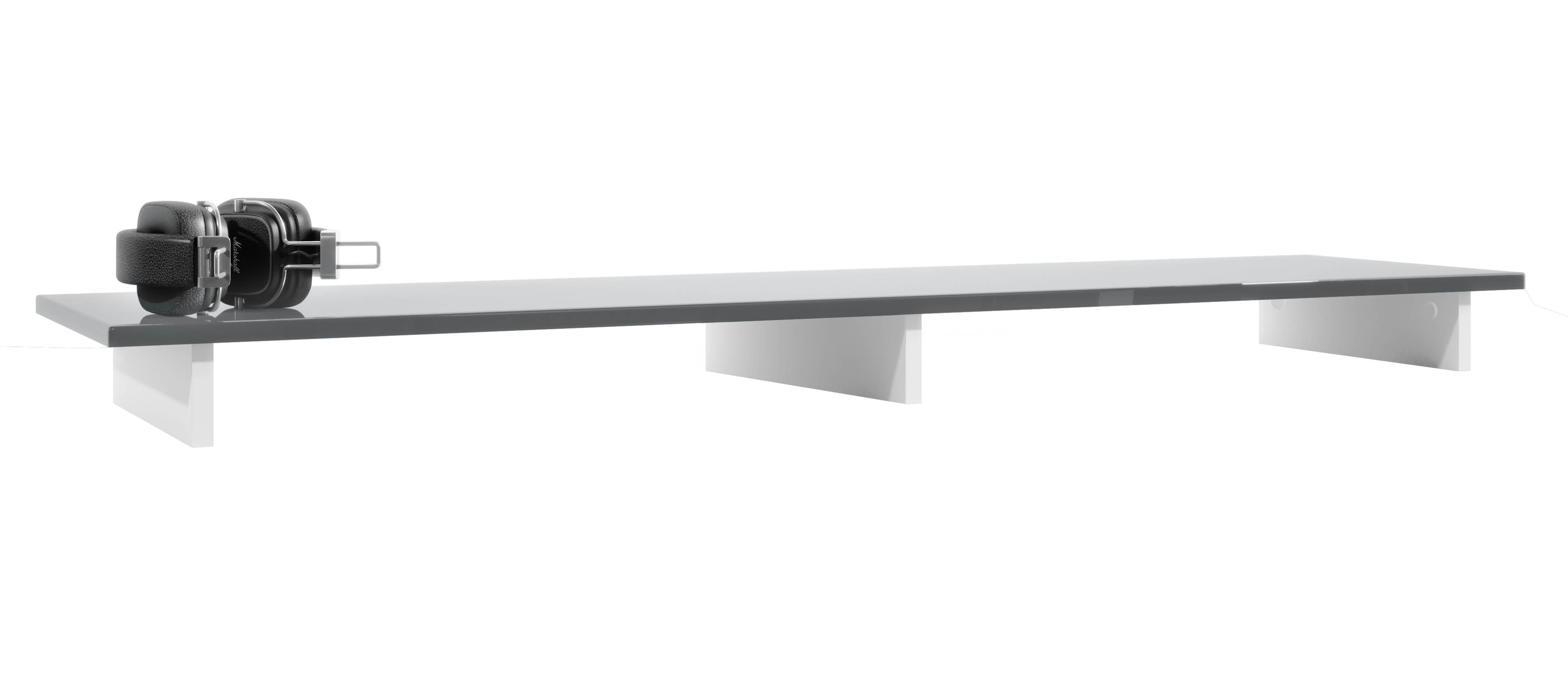 TV Aufsatz Game  zur Erhöhung  Weiß matt/Grau Hochglanz (138,5 x 9,5 x 34,5 cm)