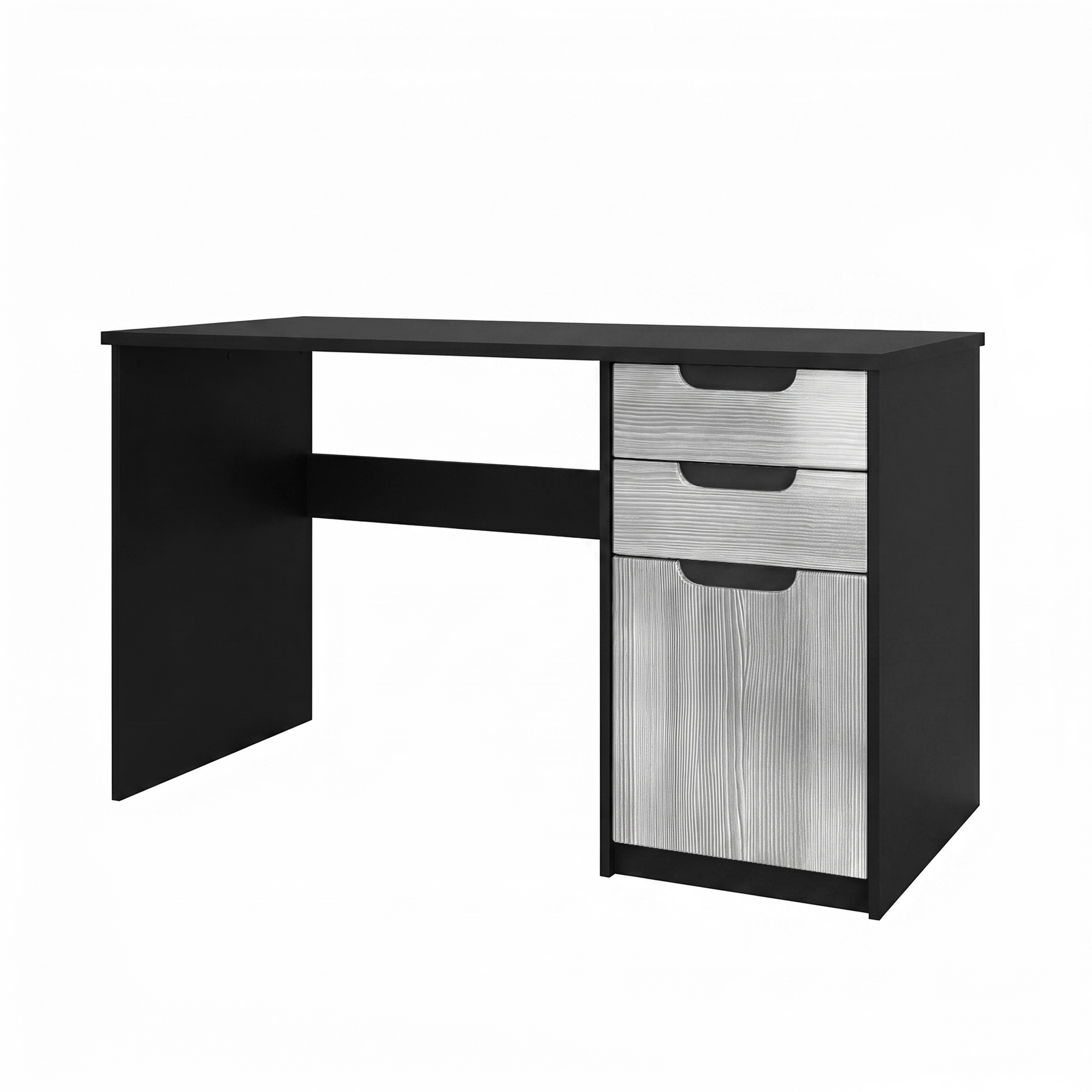 Schreibtisch Logan mit 2 Schubladen und 1 Tür Schwarz matt/Avola-Anthrazit (129 x 76 x 60 cm)