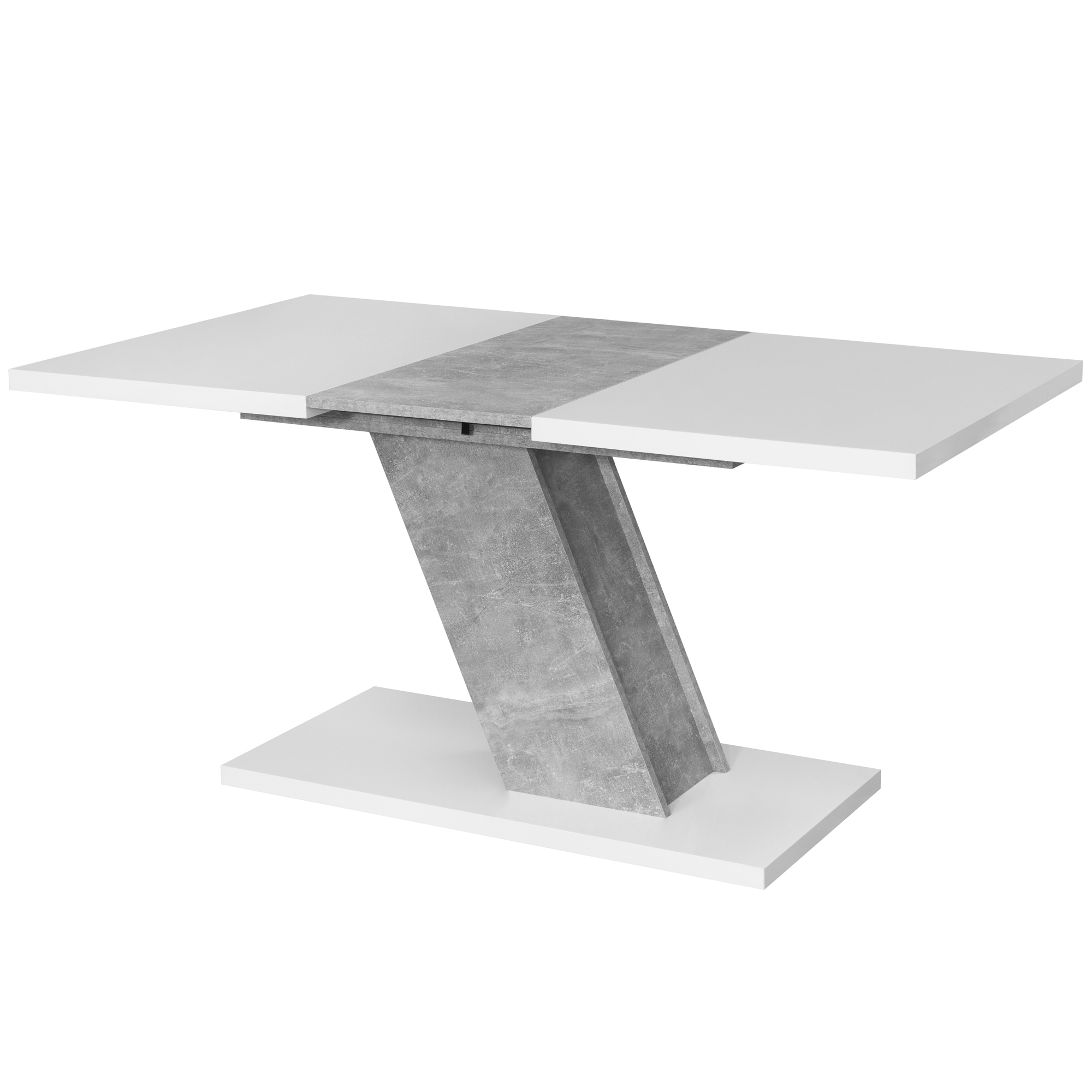 Esstisch Kross ausziehbar 120 - 160 x 75 x 80 cm in den Farben Weiß matt und Beton Oxid Optik