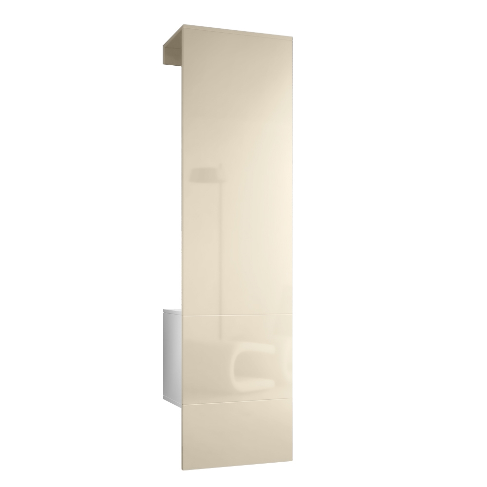 Garderobe Carlton Set 5 Weiß 1-tlg. mit integrierter Tür und 1 Kleiderstange Weiß matt/Creme Hochglanz  (52 x 193 x 35 cm)