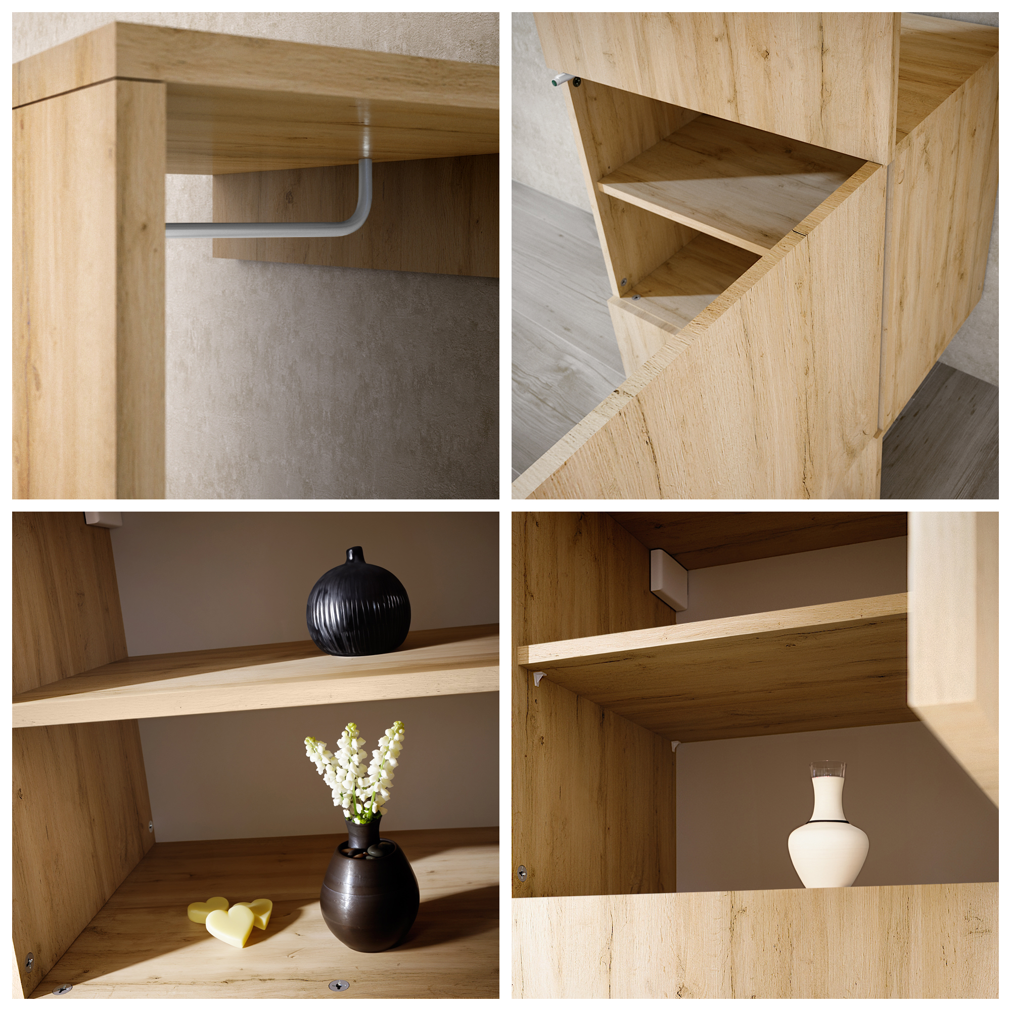 Garderobe Carlton Neo 1-tlg. mit Spiegel, Kleiderstange & Wandschrank Eiche Evoke (52 x 193 x 35 cm)