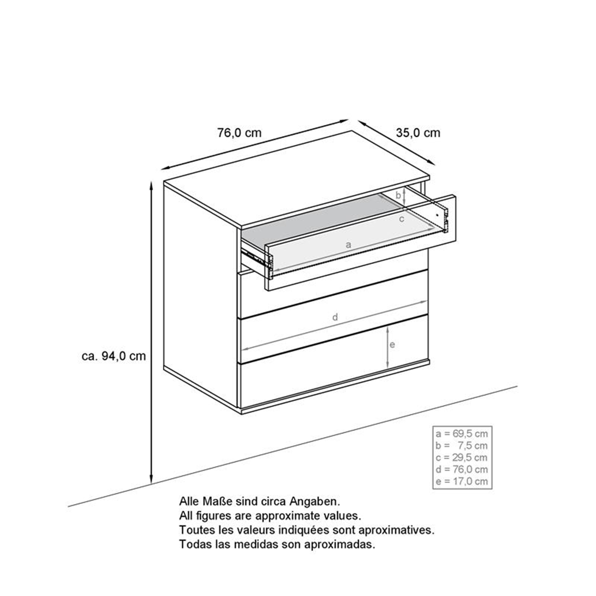 Garderoben Set Horizon bestehend aus 1 Kommode, 1 Spiegel und 1 Wandpaneel Anthrazit matt/Beton Oxid Optik