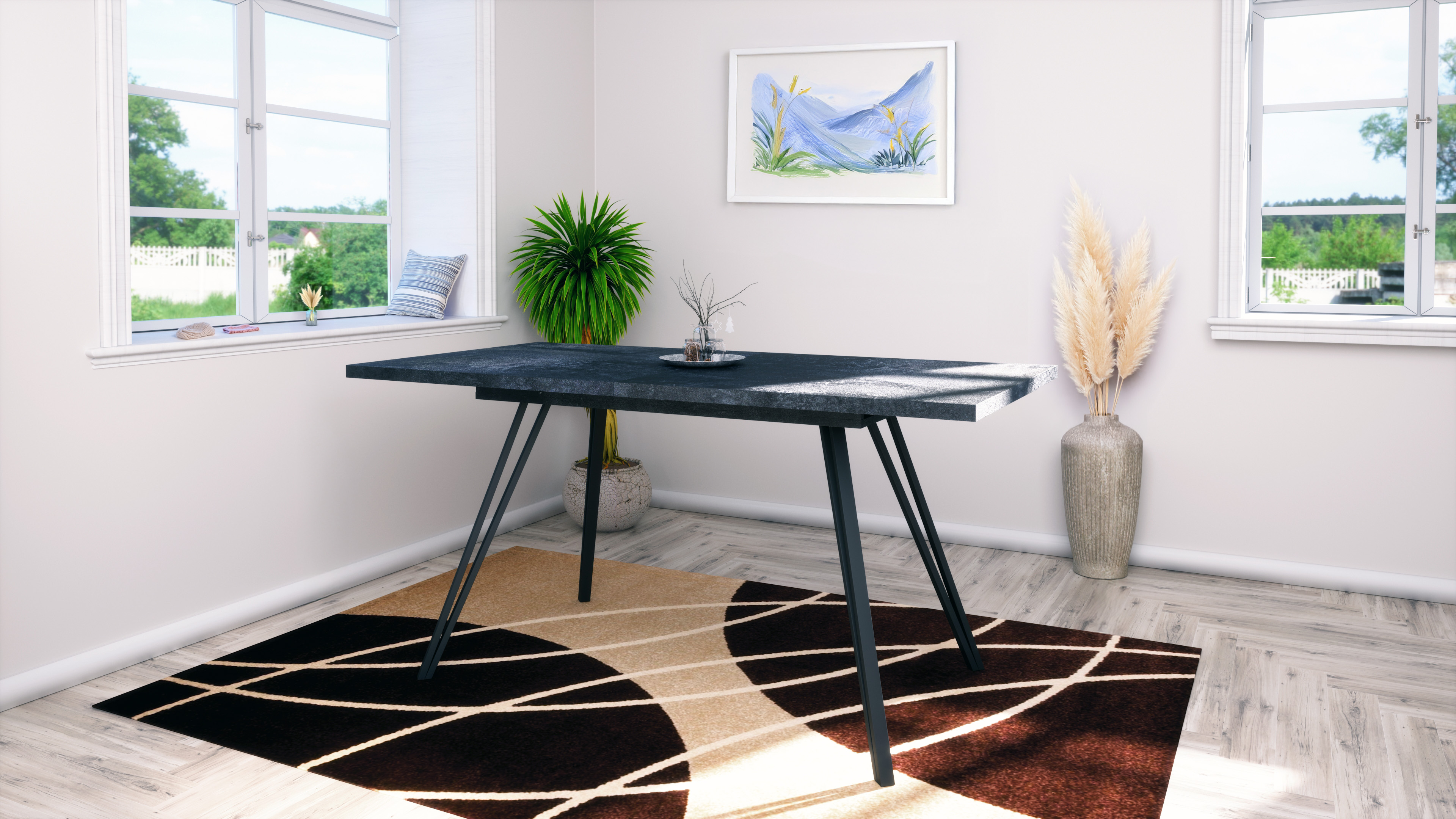 Esstisch Life    160 / 200 x 75 x 90 cm Holzkohle Optik