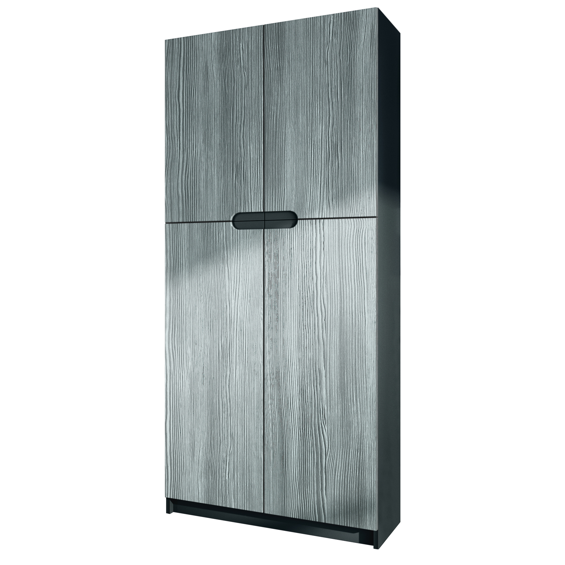 Büroschrank Logan V1  mit 5 Fächern und 4 Türen Schwarz matt/Avola-Anthrazit (82 x 185 x 37 cm)