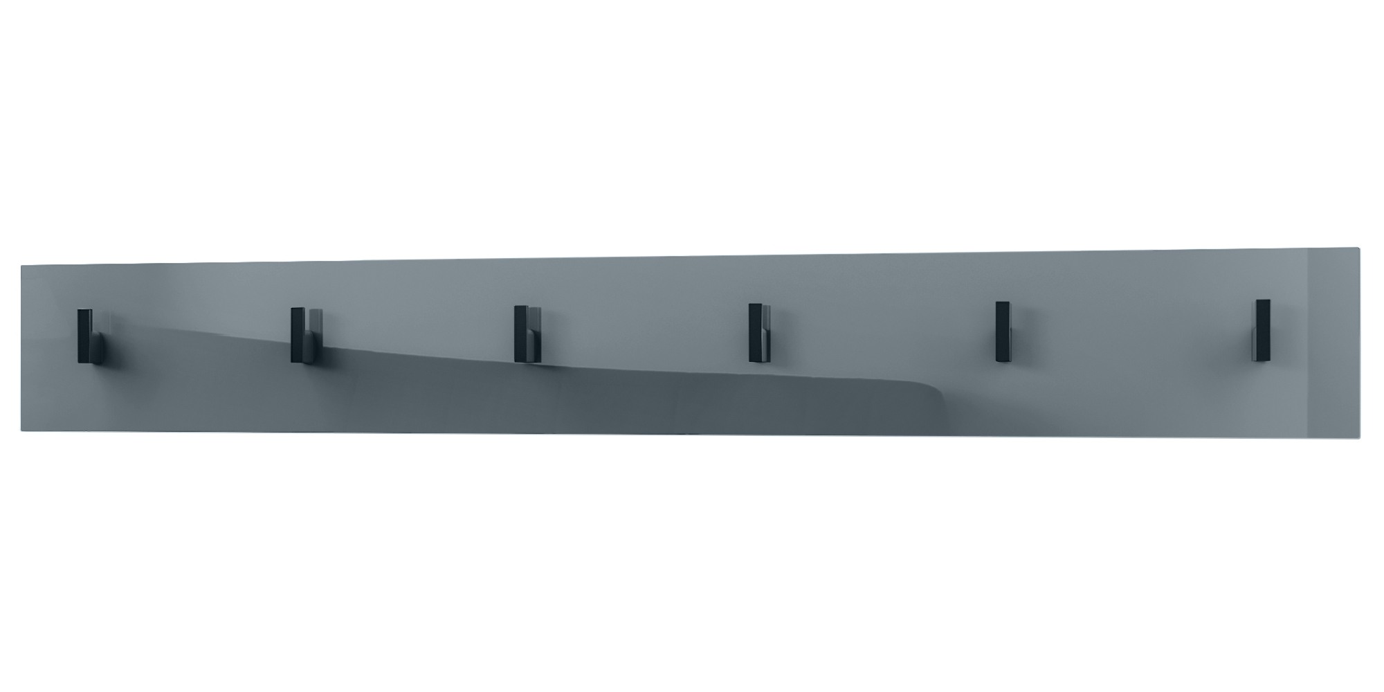 Garderobenleiste Linea V1  mit 6 Kleiderhaken  Grau Hochglanz (110,5 x 14,5 x 3,5 cm)