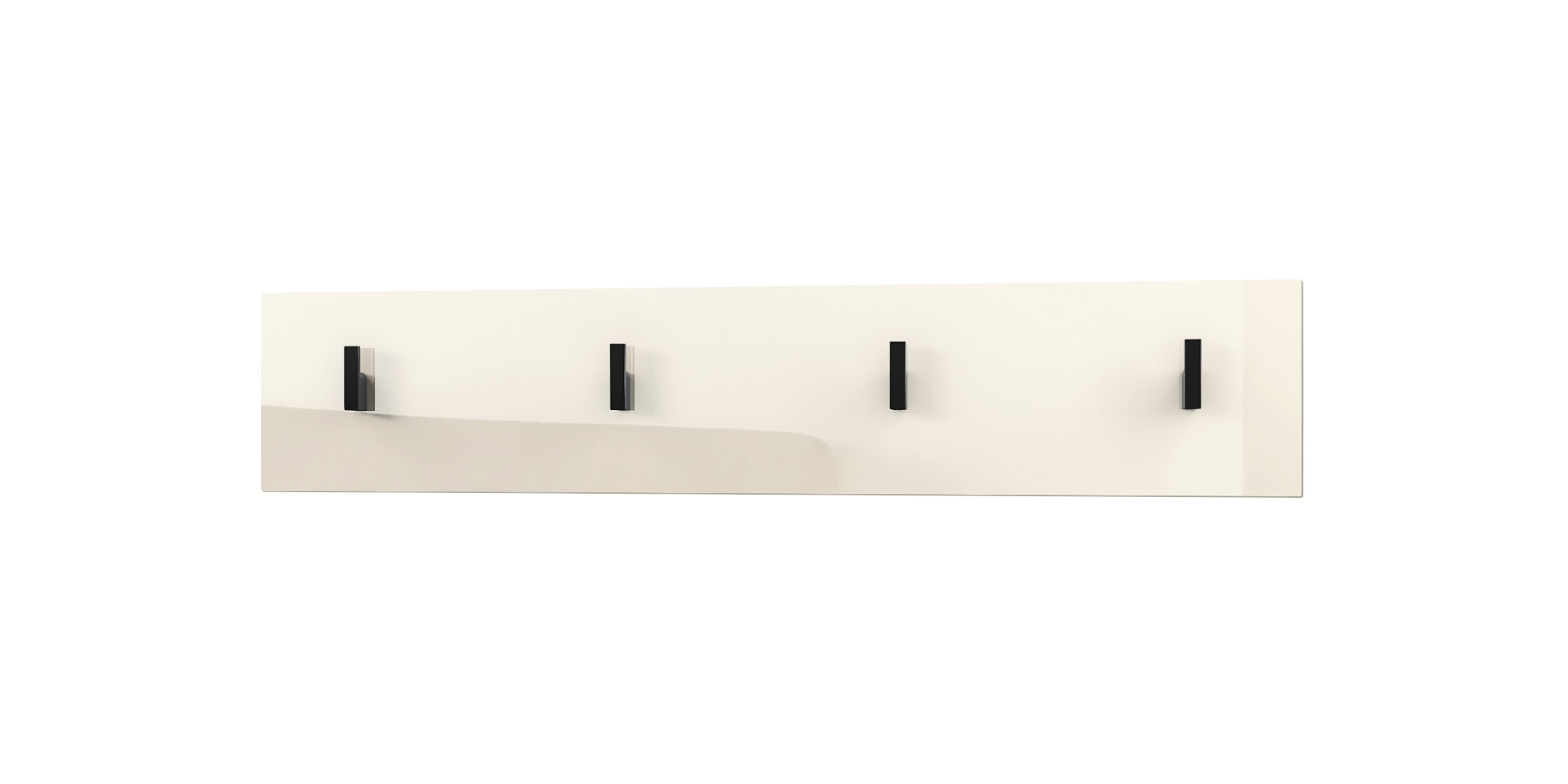 Garderobenleiste Linea V2 mit 4 Kleiderhaken Creme Hochglanz (72 x 14,5 x 3,5 cm)