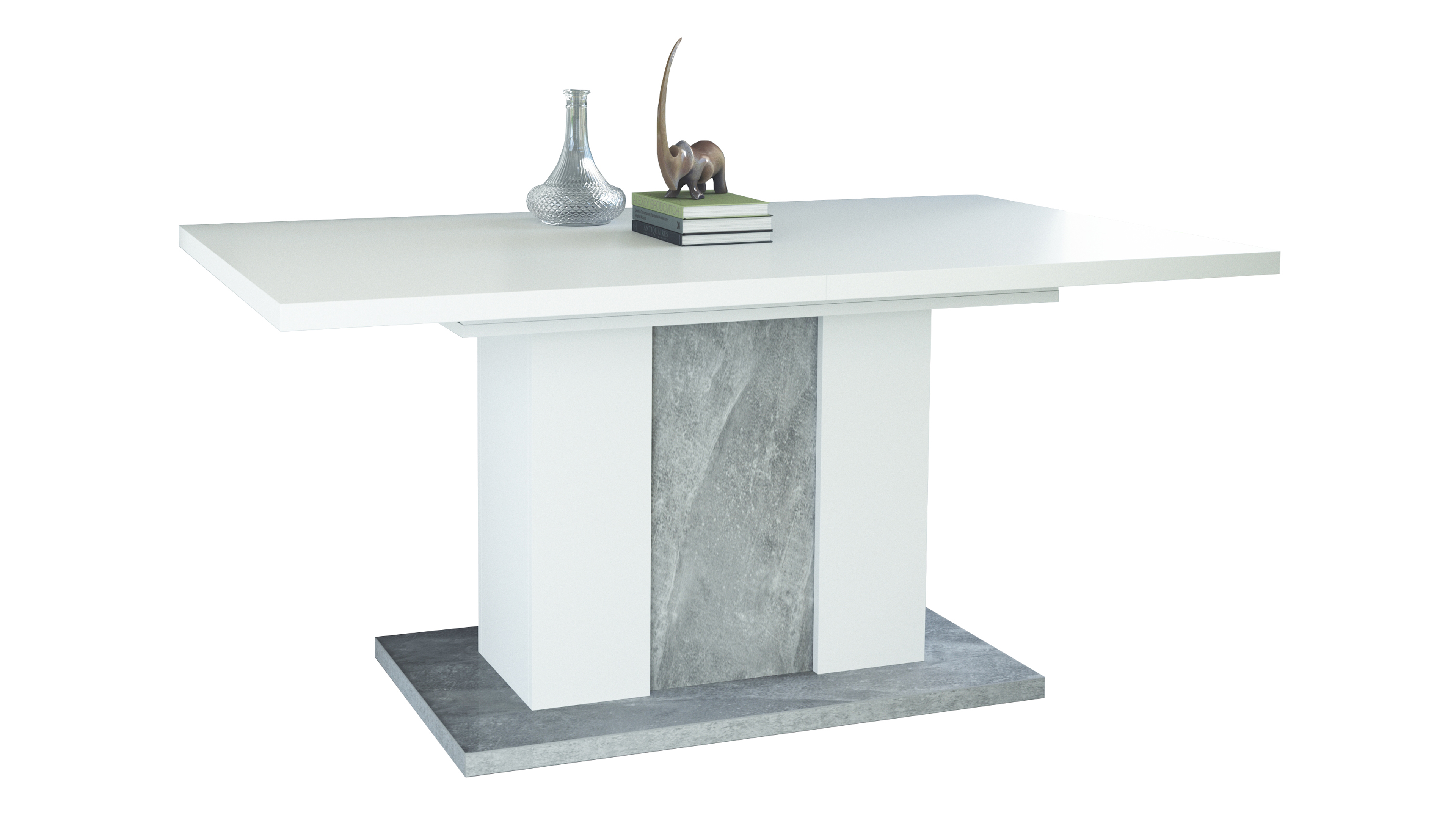 Maya Esstisch ausziehbar 140 - 180 / 160 - 200 x 75 x 90 cm in Weiß / Beton, Weiß / Anthrazit, Anthrazit / Weiß verfügbar