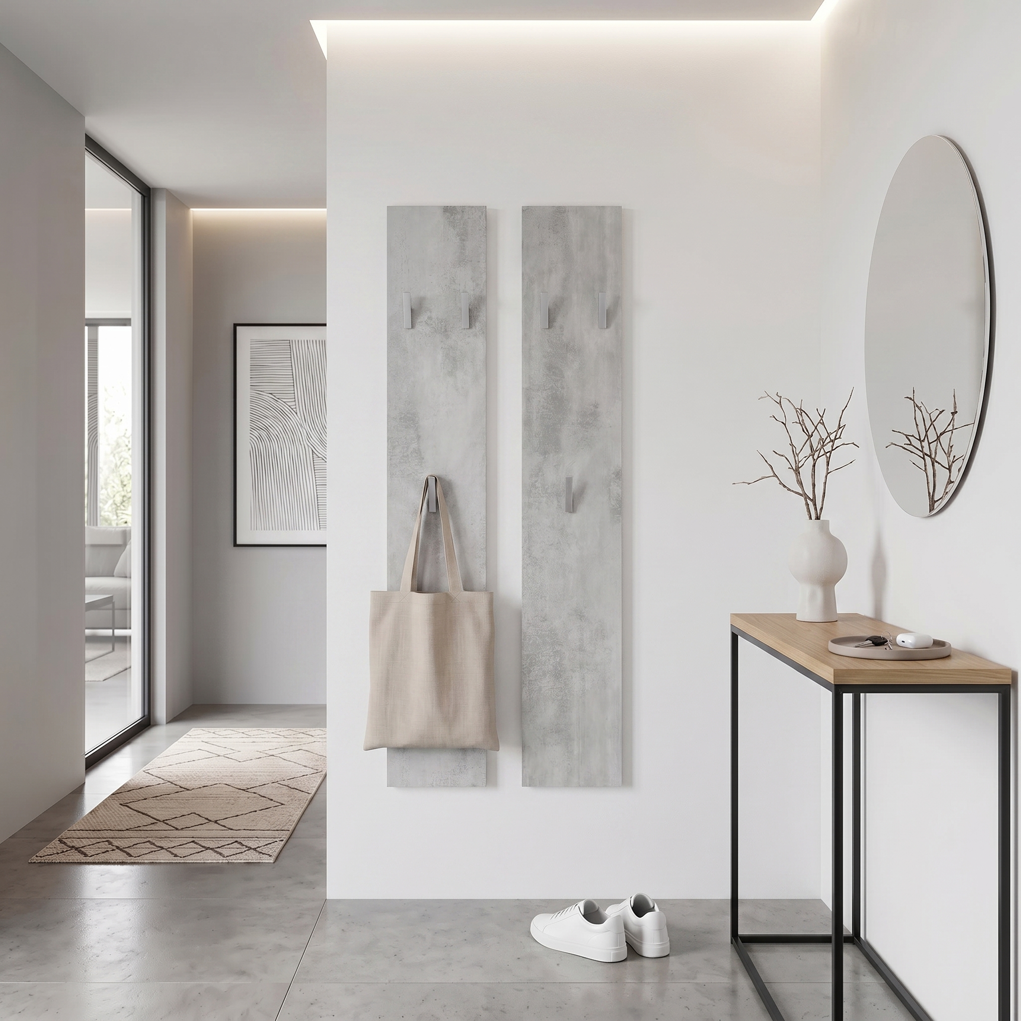 Wandpaneel 140 bestehend aus 2 Paneelen Beton Oxid Optik (je 24 x 140 x 2 cm)