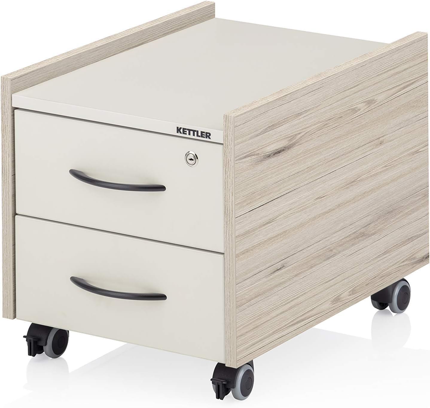 Kettler Rollcontainer 2 Schubladen Abschließbar, auf Rollen, Geheimfach