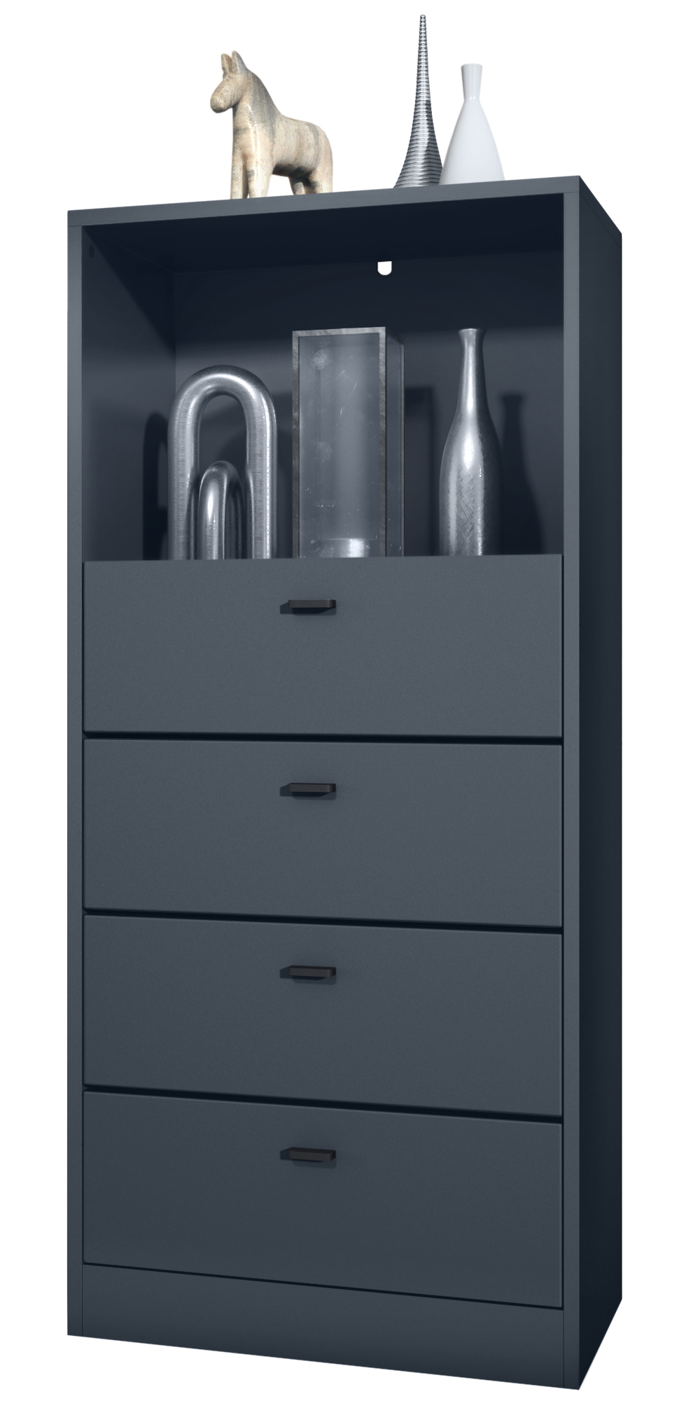 Pino V3 Kommode  mit 4 Schubladen & 1 offenem Fach,  Anthrazit matt (56 x 125 x 36 cm)