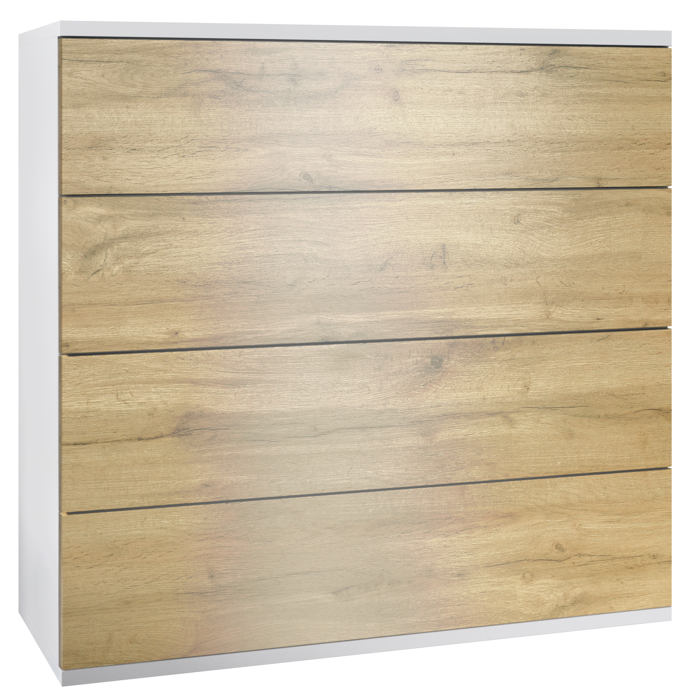 Kommode Pavos V3 hängend Weiß mit 4 Schubladen Weiß matt/Eiche Evoke (76 x 94 x 35 cm)