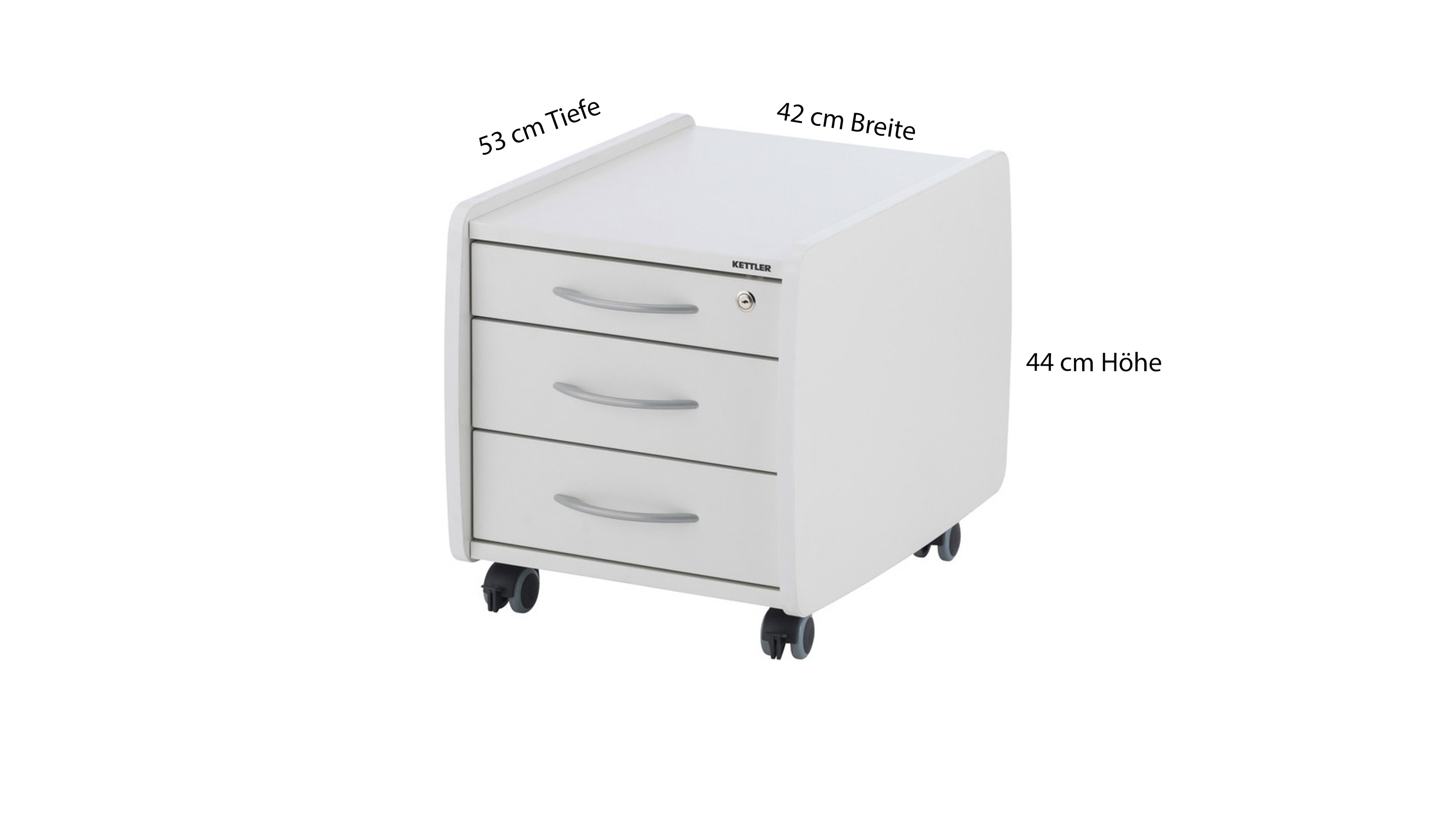 Kettler Rollcontainer 3 Schubladen Abschließbar, auf Rollen