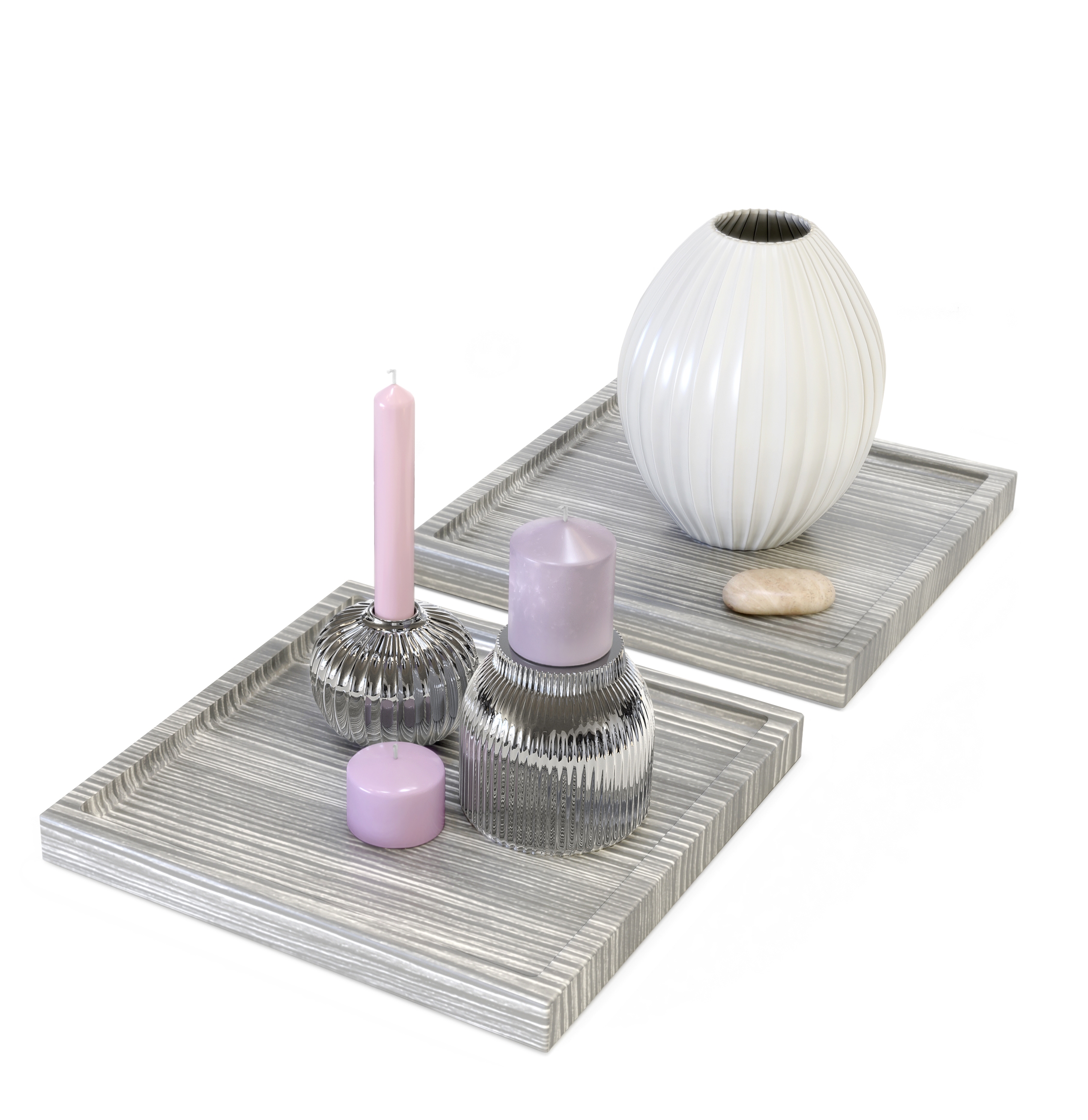 Dekoschale Maya 2-tlg.  eckig Avola-Anthrazit, 2er Set (20 x 1,8 x 20 cm)