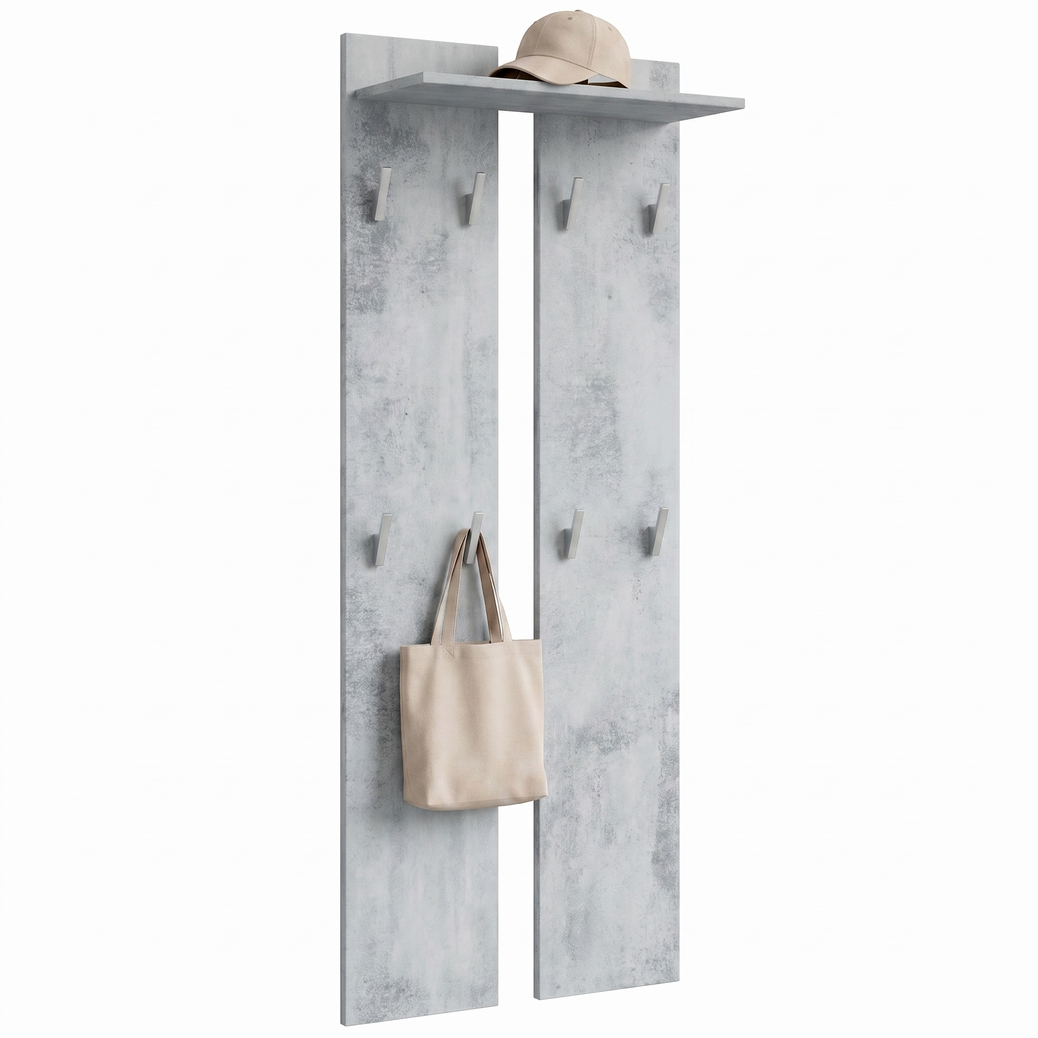 Wandpaneel 170  bestehend aus 2 Paneelen und 1 Ablagefläche Beton Oxid Optik (57 x 170 x 20 cm)