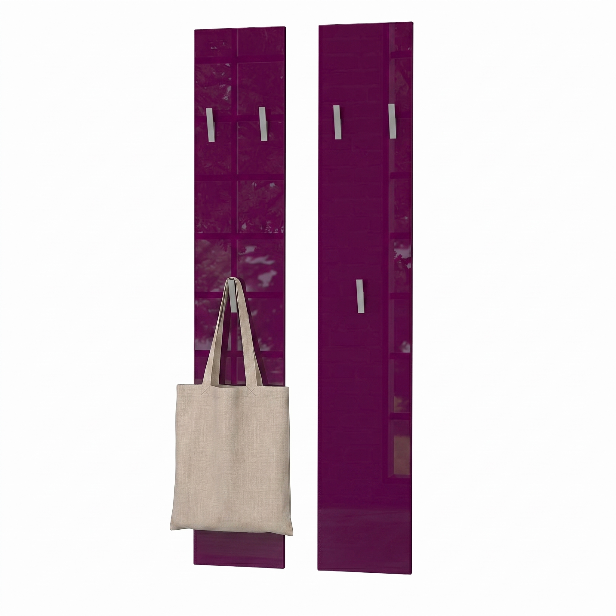 Wandpaneel 140 bestehend aus 2 Paneelen Brombeer Hochglanz (je 24 x 140 x 2 cm)