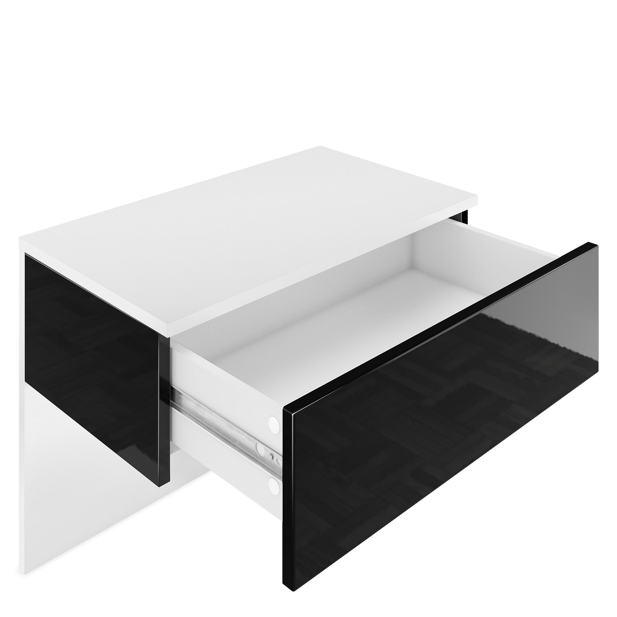 Nachttisch Sleep mit Schublade zur Wandmontage Weiß matt/Avola-Anthrazit (60 x 46 x 35 cm)