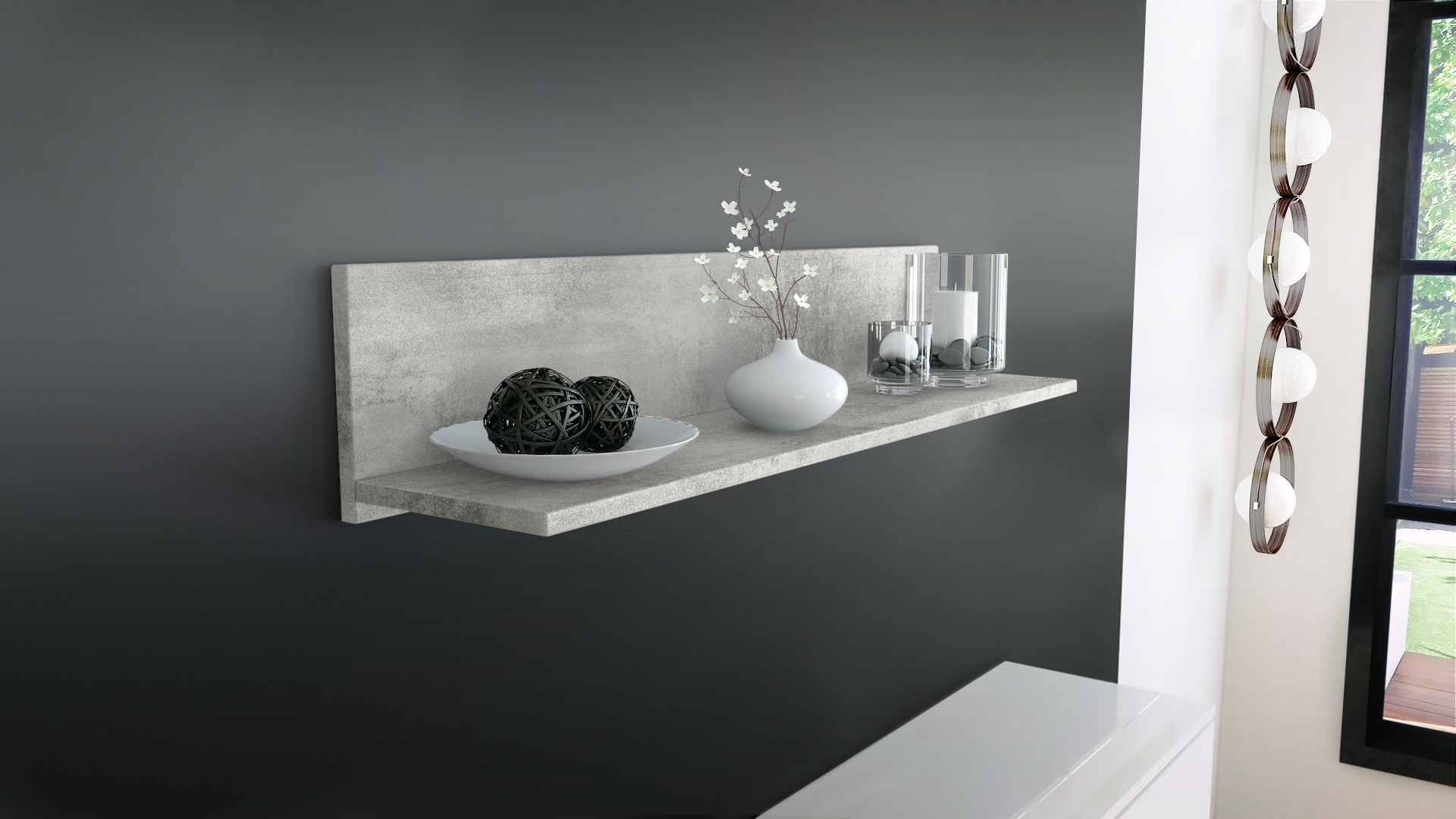 Wandregal Skadu mit praktischer Ablage Beton Oxid Optik (97,5 x 18,5 x 18,5 cm)
