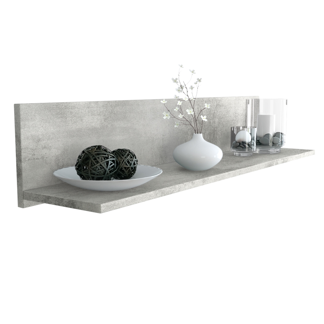 Wandregal Skadu mit praktischer Ablage Beton Oxid Optik (97,5 x 18,5 x 18,5 cm)