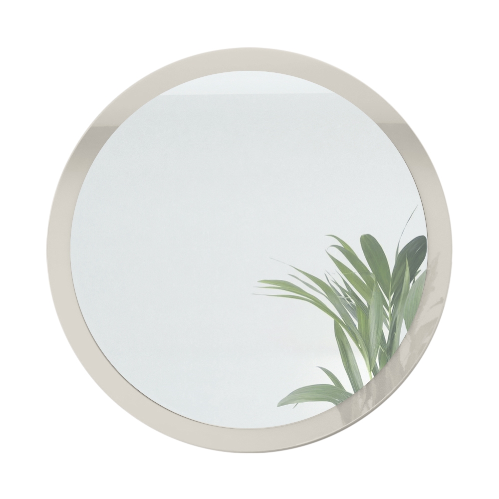 Globe Spiegel Typ 80 für Flur und Wohnzimmer mit MDF-Rahmen in Sandgrau Hochglanz (80 cm Durchmesser)