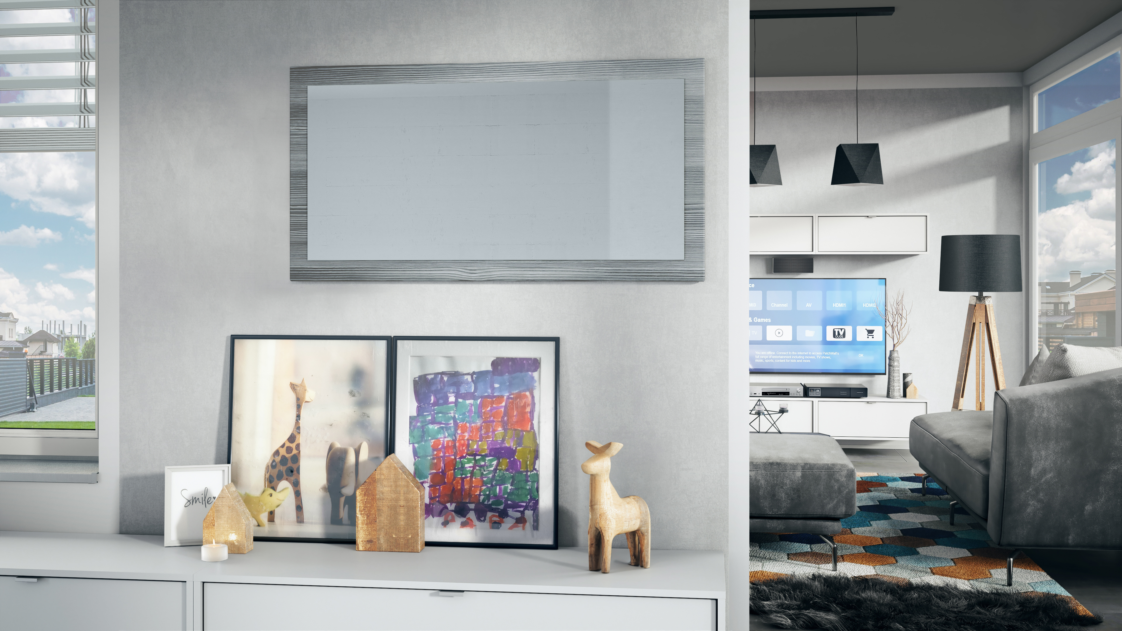 Spiegel Lima 110cm mit Rahmen im modernen Stil Avola-Anthrazit (110 x 52 cm)