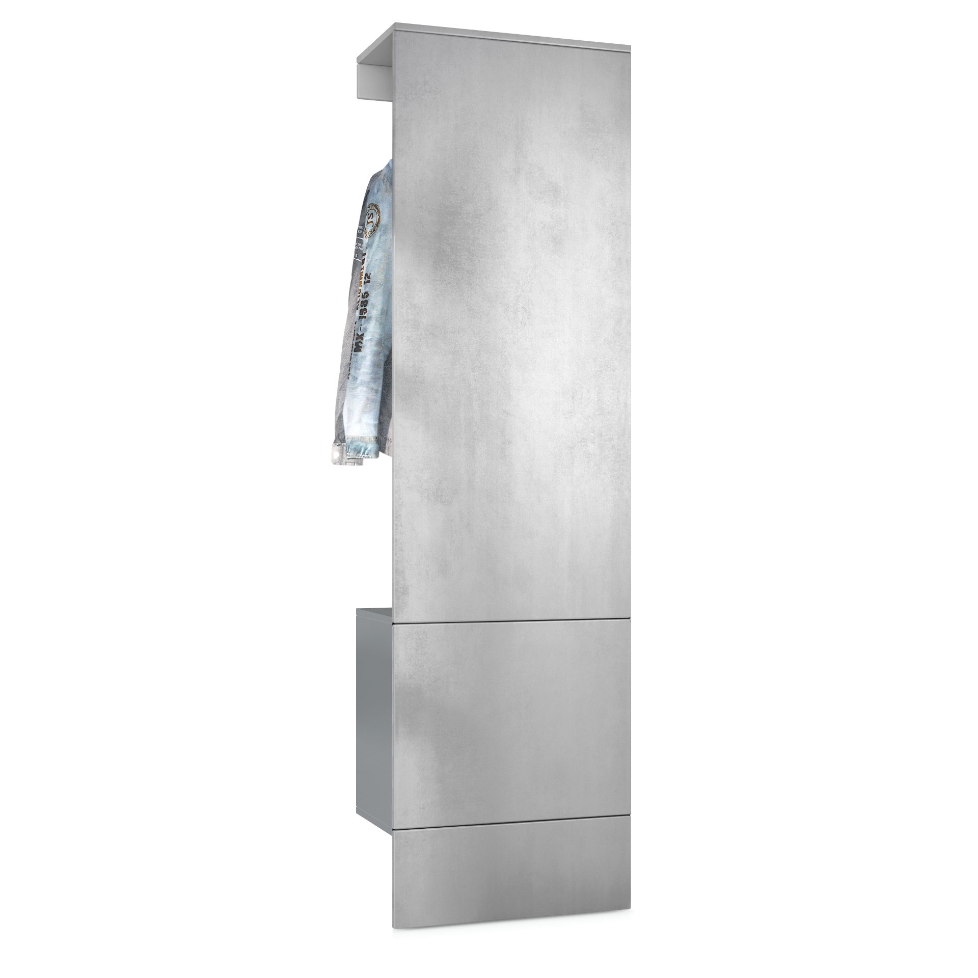 Garderobe Carlton Typ 5 Anthrazit mit integrierter Tür und 1 Kleiderstange Anthrazit matt/Beton Oxid Optik (52 x 193 x 35 cm)