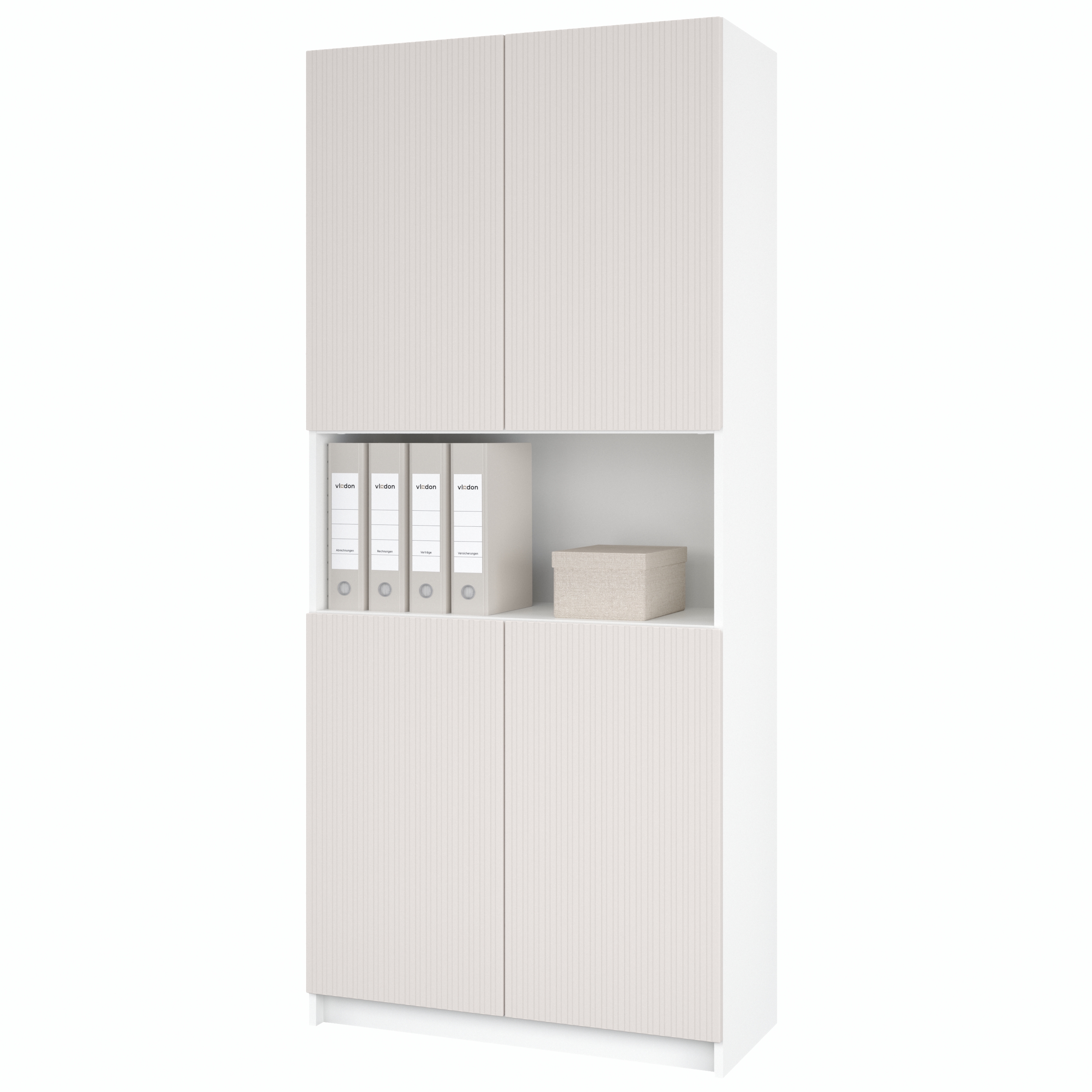 Büroschrank Rivo mit Soft-Close Funktion Weiß matt/Cashmere (82 x 184 x 37 cm)