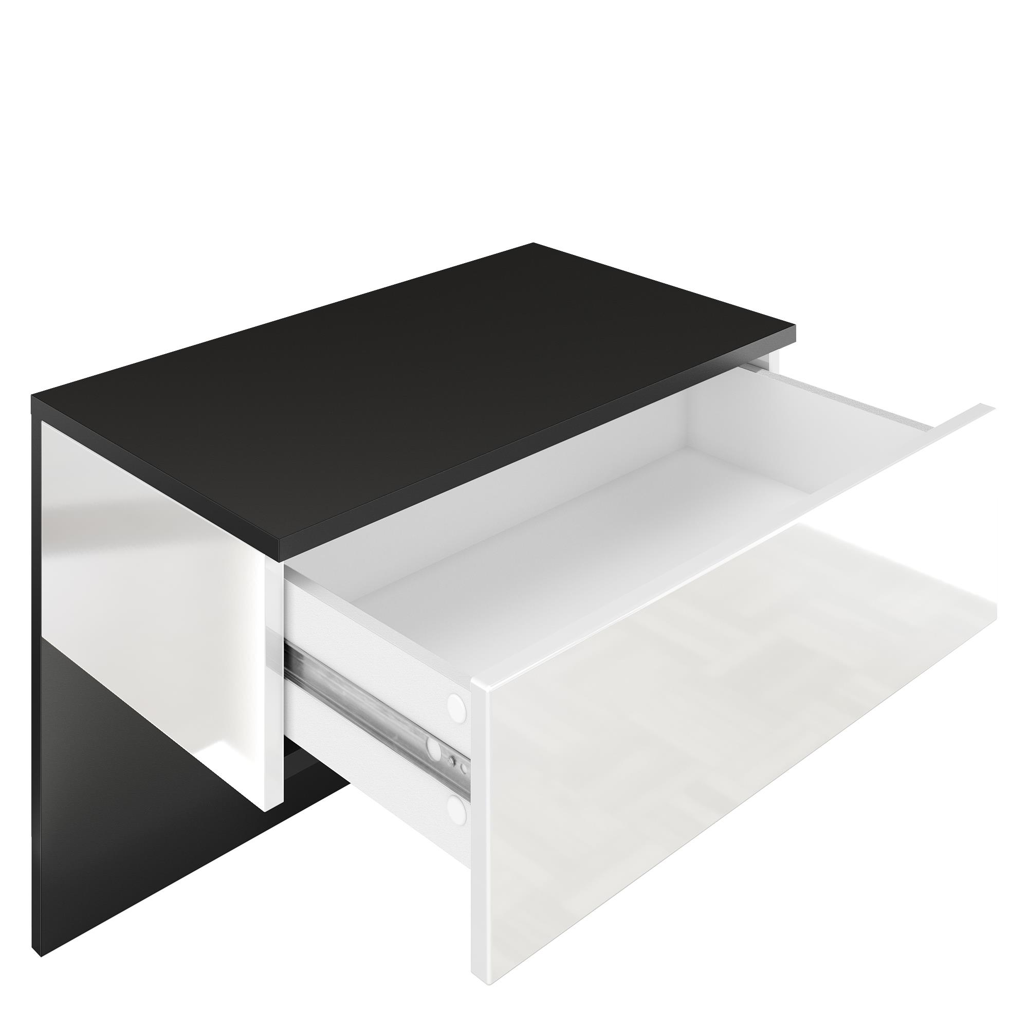 Nachttisch Sleep mit Schublade zur Wandmontage Schwarz matt/Avola-Anthrazit (60 x 46 x 35 cm)