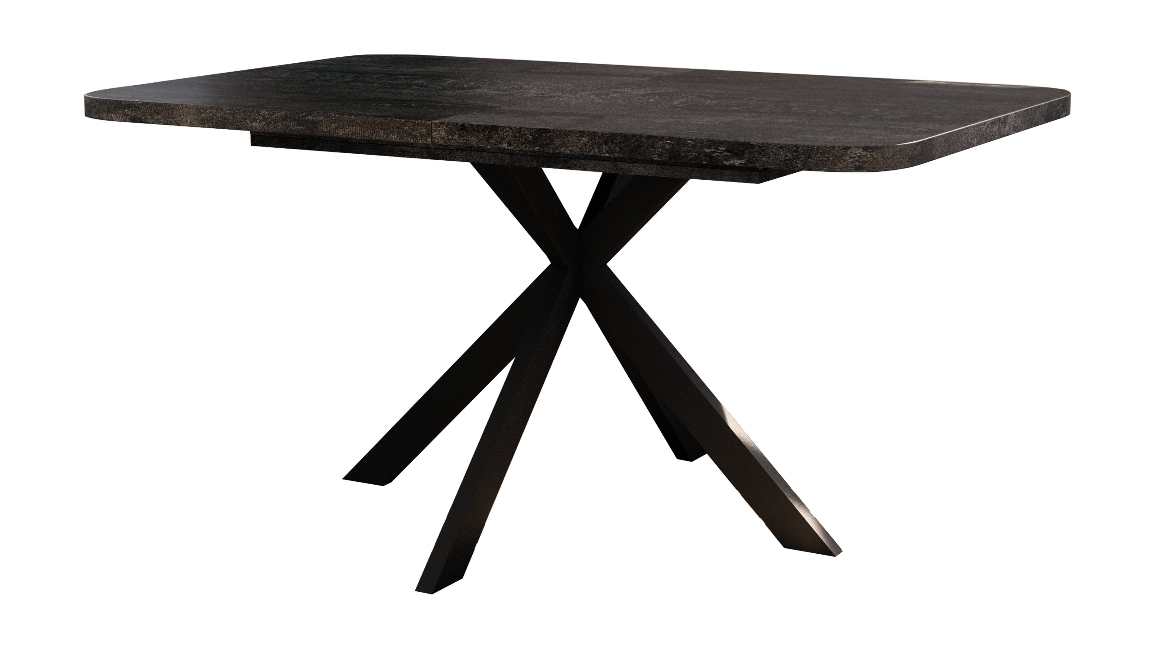 Esstisch Craft 140-180 cm, Holzkohle Optik mit Schwarzen Metall Füßen