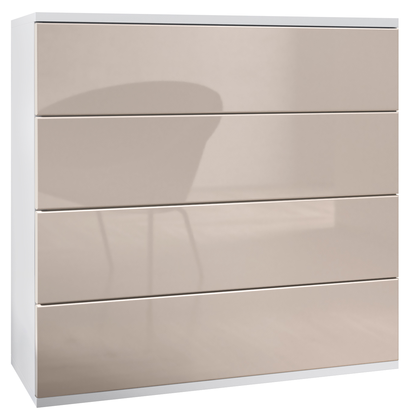 Kommode Pavos V3 hängend mit 4 Schubladen Weiß matt/Sandgrau Hochglanz (76 x 76 x 35 cm)