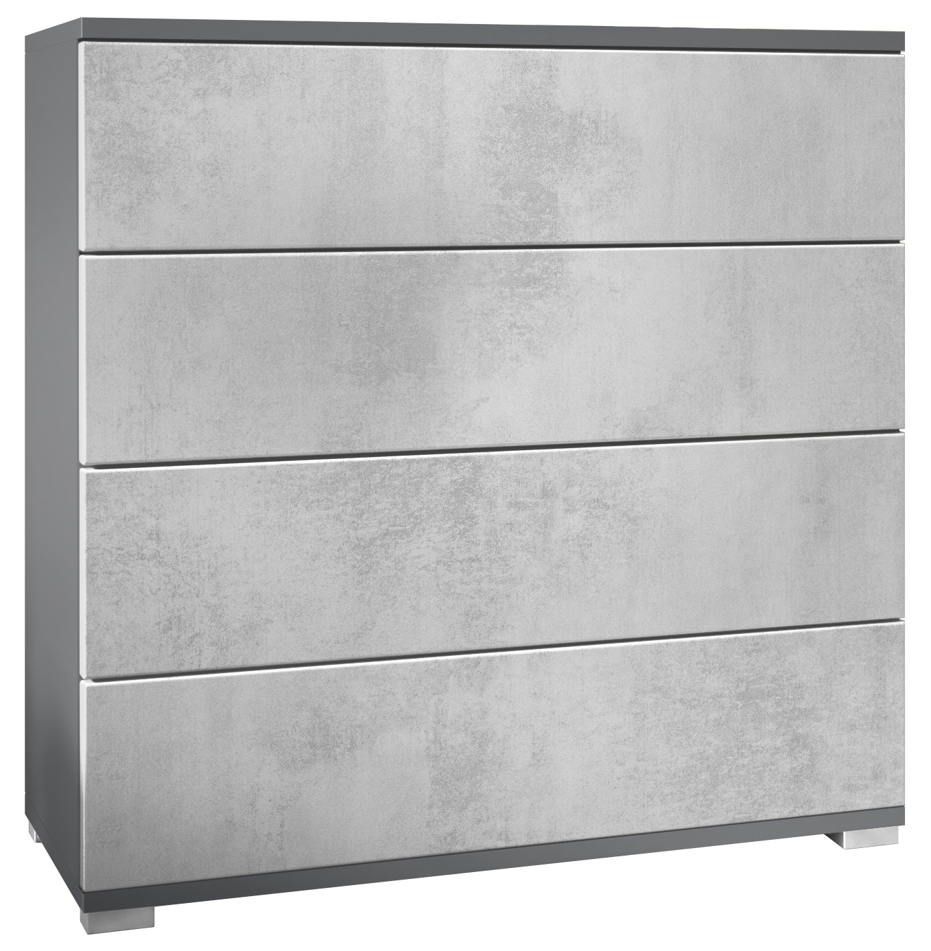 Kommode Pavos V3 Anthrazit mit 4 Schubladen Anthrazit matt/Beton Oxid Optik (76 x 76 x 35 cm)