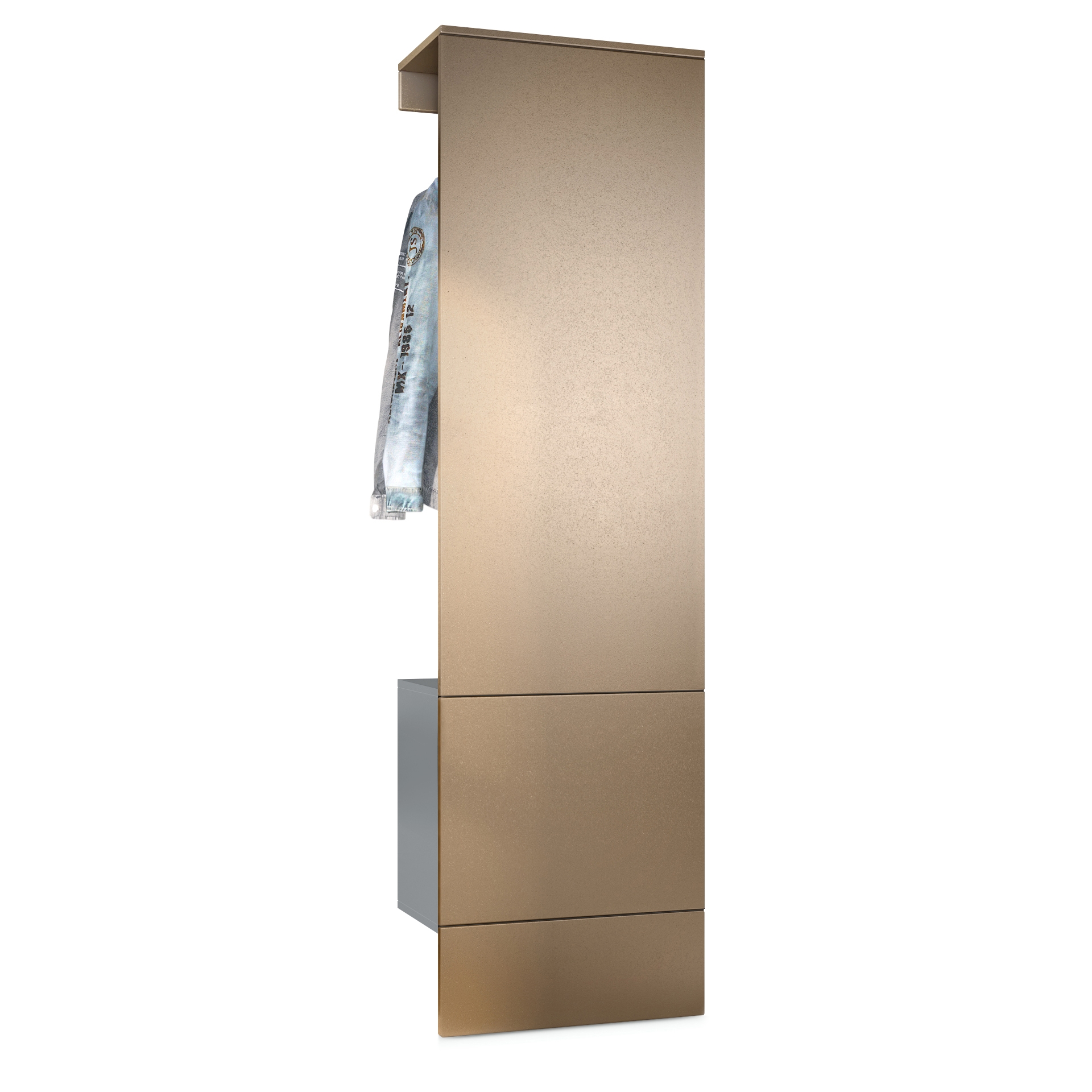 Garderobe Carlton Set 5 Anthrazit 1-tlg. mit integrierter Tür und 1 Kleiderstange Anthrazit matt/Bronze Optik (52 x 193 x 35 cm)