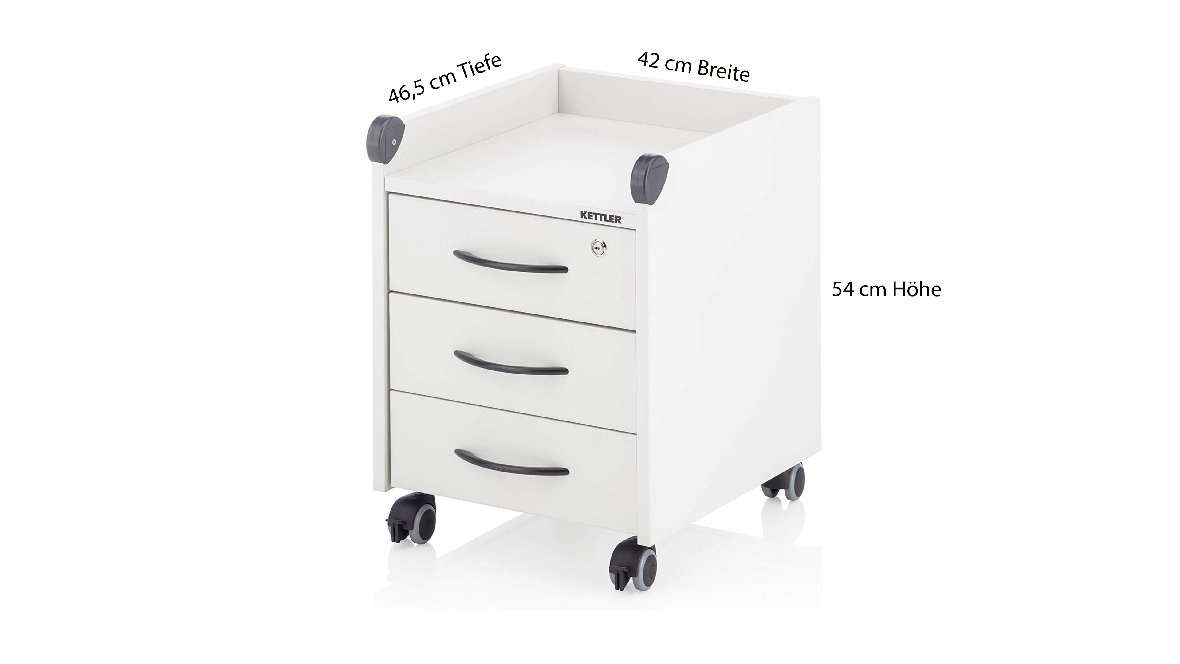 Kettler Rollcontainer 3 Schubladen Abschließbar, auf Rollen