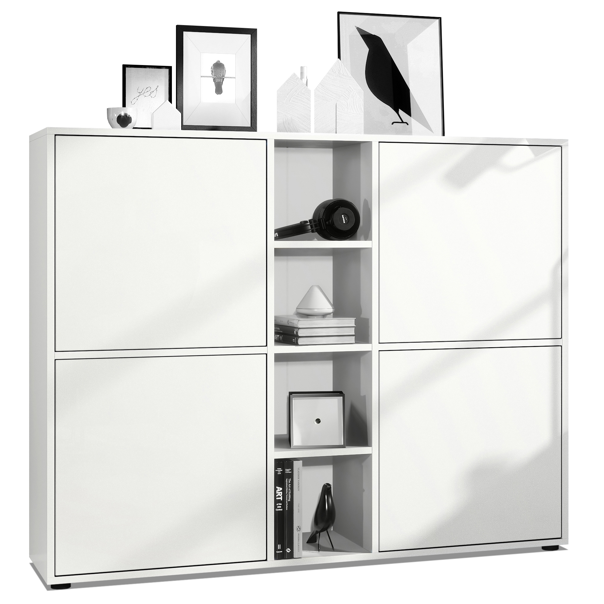Highboard Cuba V3  Schrank Anrichte Cuba V3 mit 12 Fächern Korpus in Weiß matt / Fronten in Weiß matt (130,5 x 105,5 x 35,5 cm) Highboard Cuba V3  Schrank Anrichte Cuba V3 mit 12 Fächern Korpus in Weiß matt / Fronten in Weiß matt (130,5 x 105,5 x 35,5 cm)