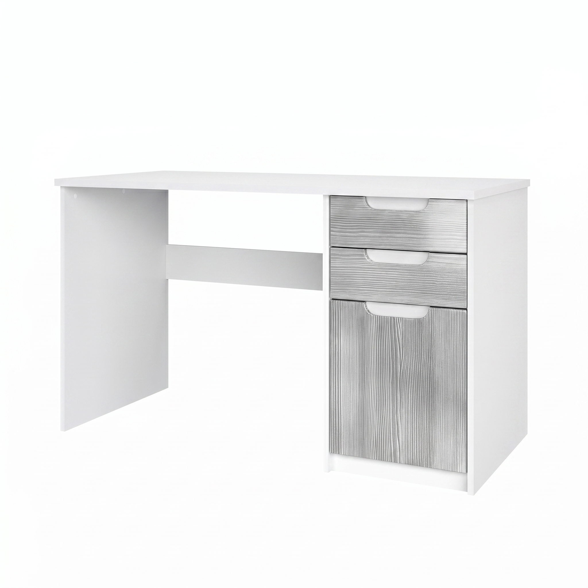 Schreibtisch Logan mit 2 Schubladen und 1 Tür Weiß matt/Avola-Anthrazit (129 x 76 x 60 cm)