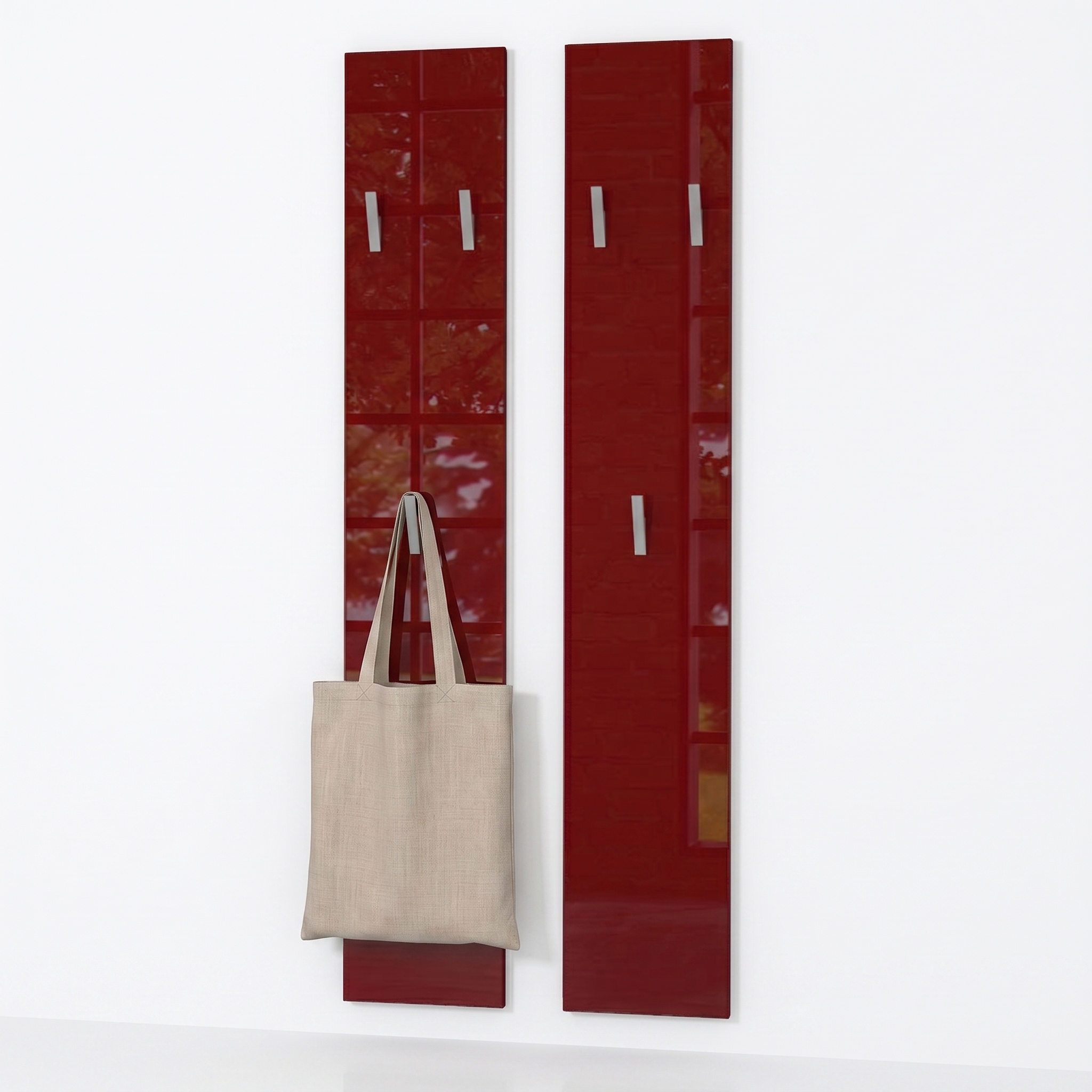 Wandpaneel 140 bestehend aus 2 Paneelen Bordeaux Hochglanz (je 24 x 140 x 2 cm)