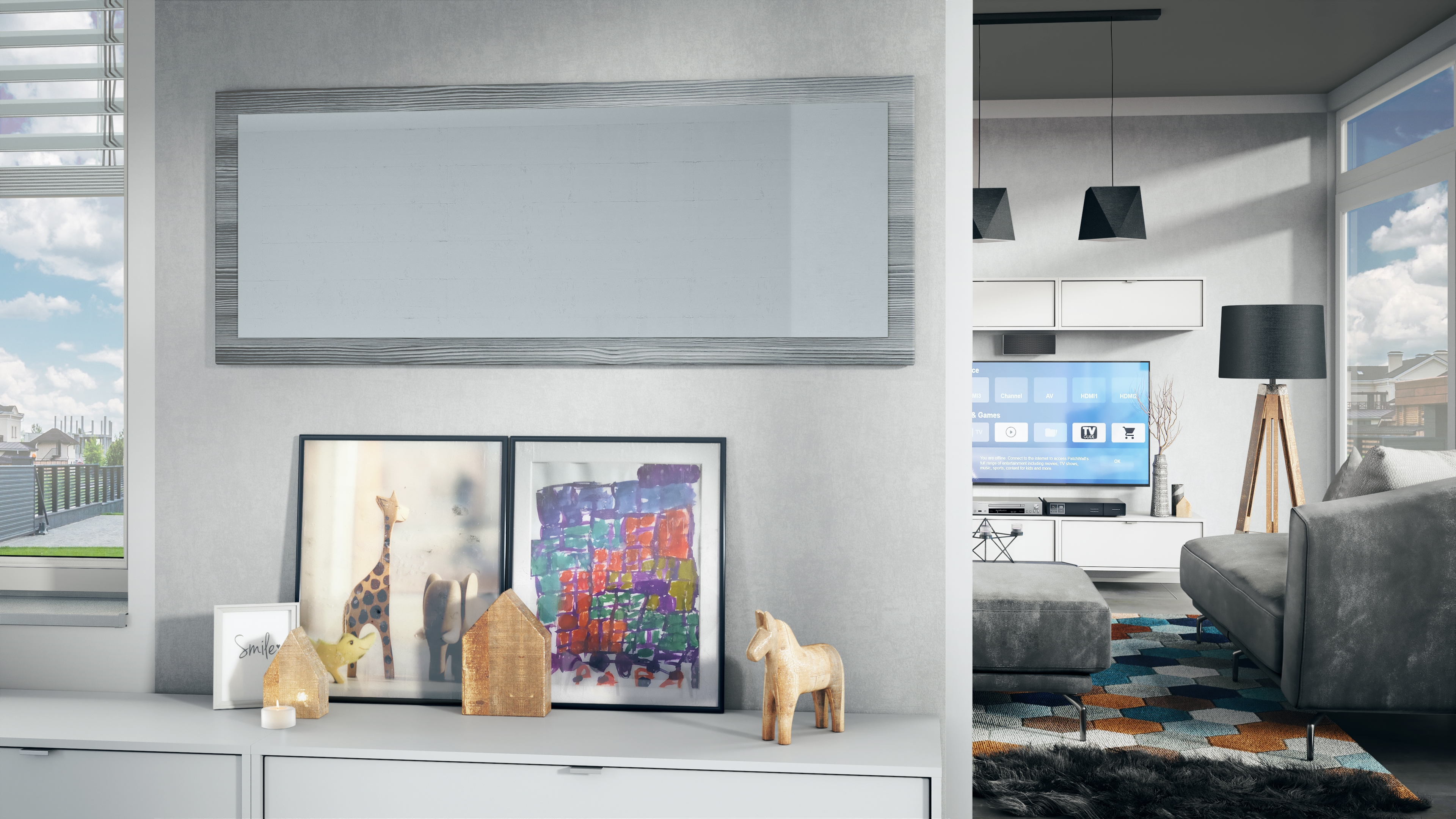 Spiegel Lima 139cm mit Rahmen im modernen Stil Avola-Anthrazit (139 x 55 cm)