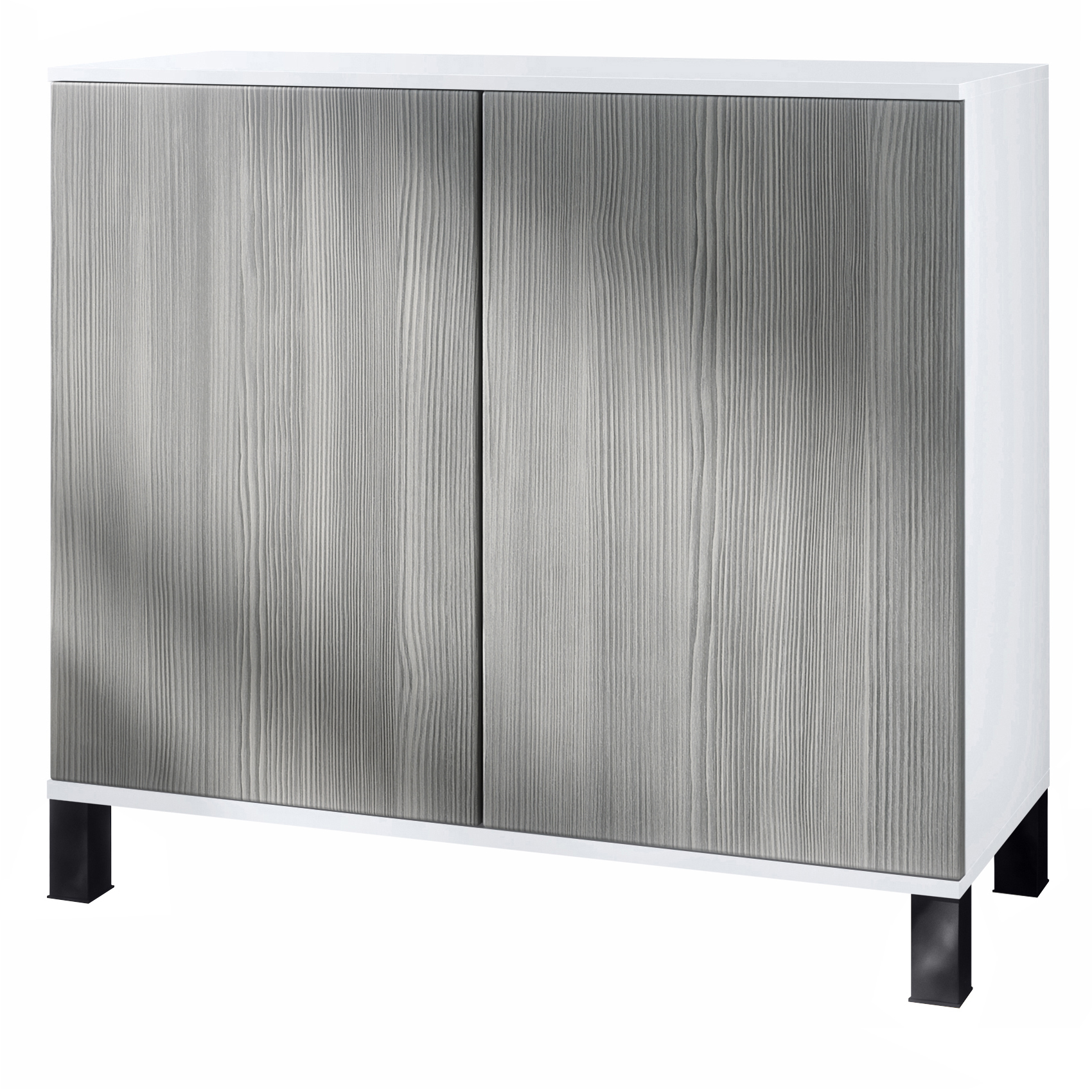 Skadu V3 Kommode Weiß mit 2 großen Türen Weiß matt / Avola-Anthrazit (92,5 x 84.5 x 35)