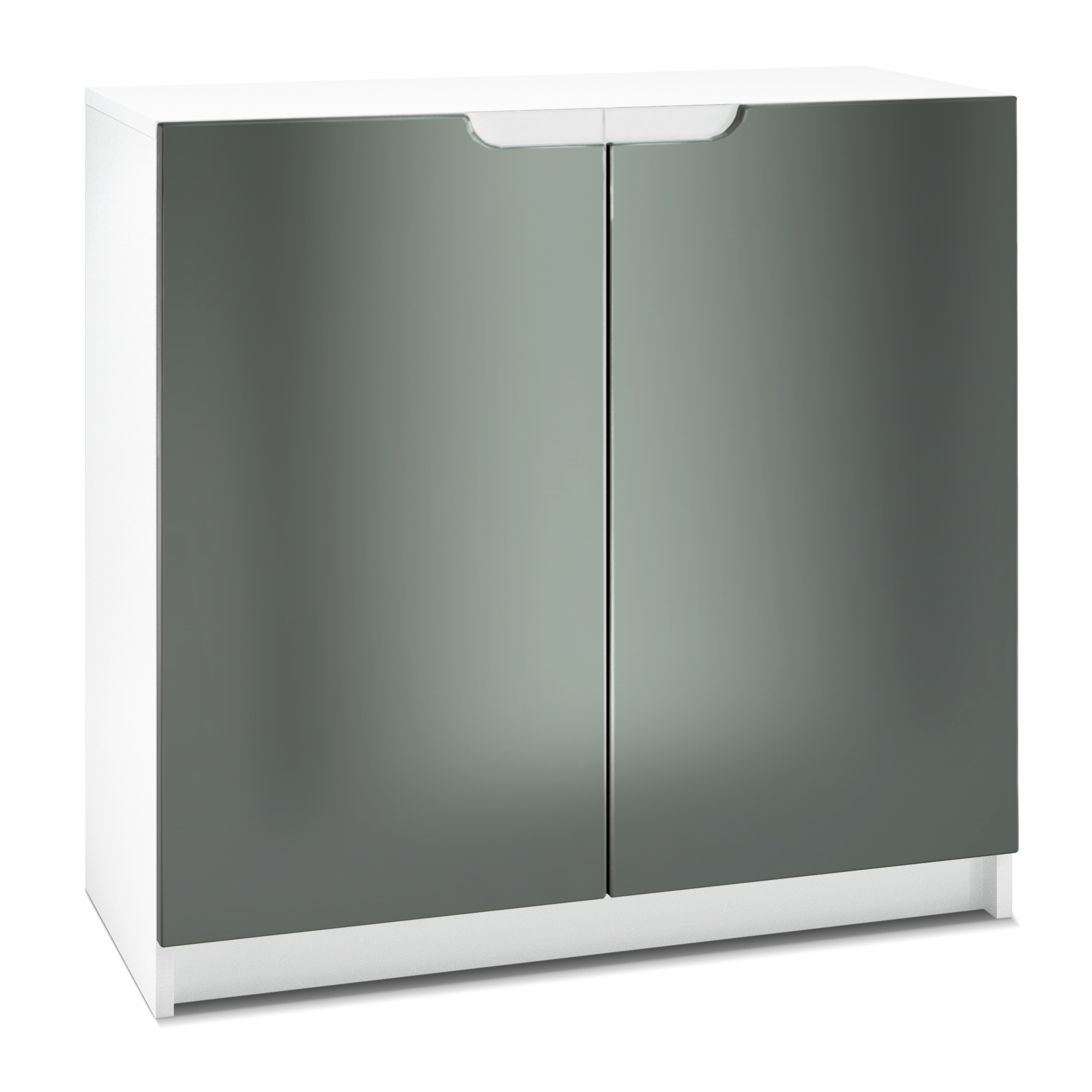 Kommode Logan mit 2 Türen Weiß matt/Graphit seidenmatt (82 x 78 x 37 cm)