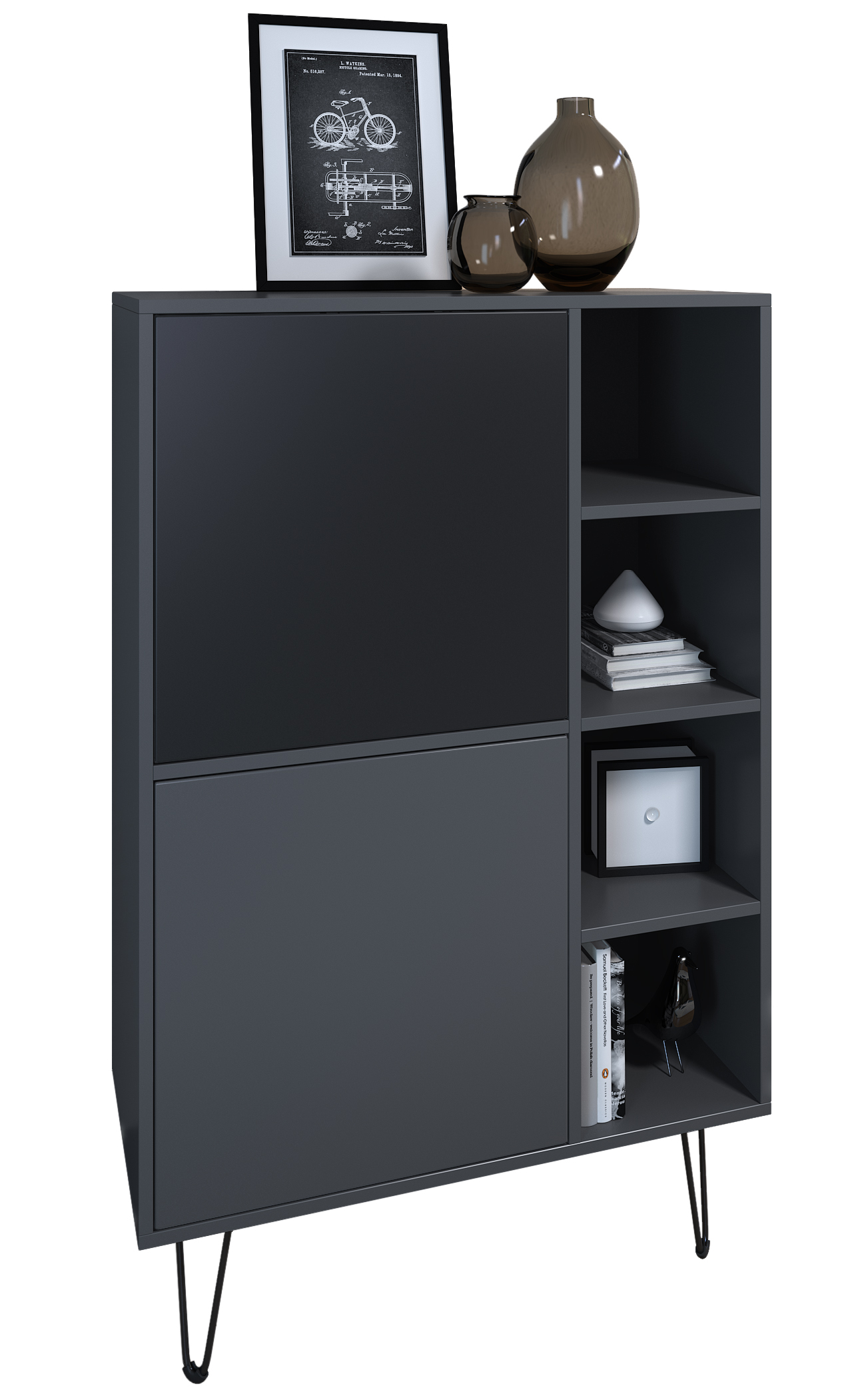 Highboard Havana V1 Kommode Made in Germany Anthrazit matt / Anthrazit matt (124 x 79 x 35 cm)
