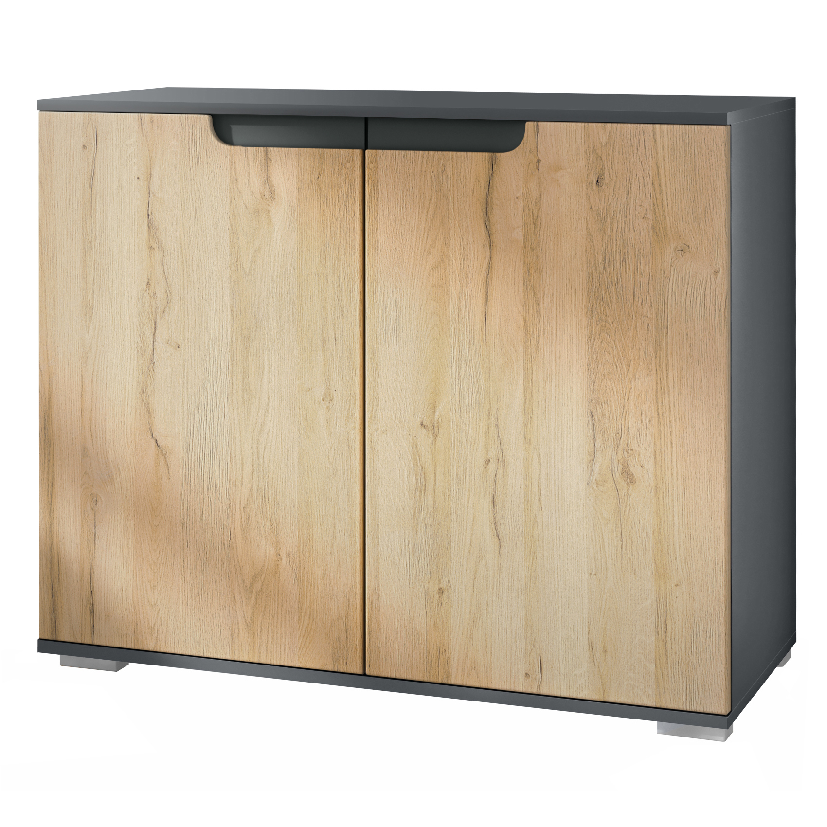 Sylt V3 Kommode Anthrazit mit 2 großen Türen Anthrazit matt / Eiche Natur (92,5 x 75.5 x 35) Sylt V3 Kommode Anthrazit mit 2 großen Türen Anthrazit matt / Eiche Natur (92,5 x 75.5 x 35)
