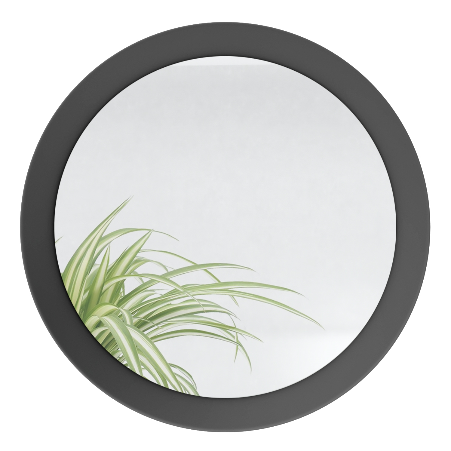 Globe Spiegel Typ 50 für Flur und Wohnzimmer mit MDF-Rahmen in Schwarz matt (50 cm Durchmesser)