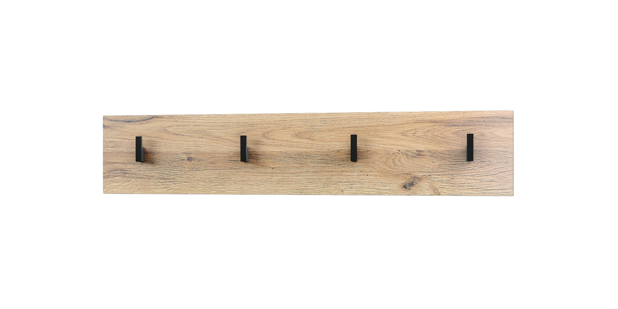 Garderobenleiste Linea V2 mit 4 Kleiderhaken Eiche Natur (72 x 14,5 x 3,5 cm)