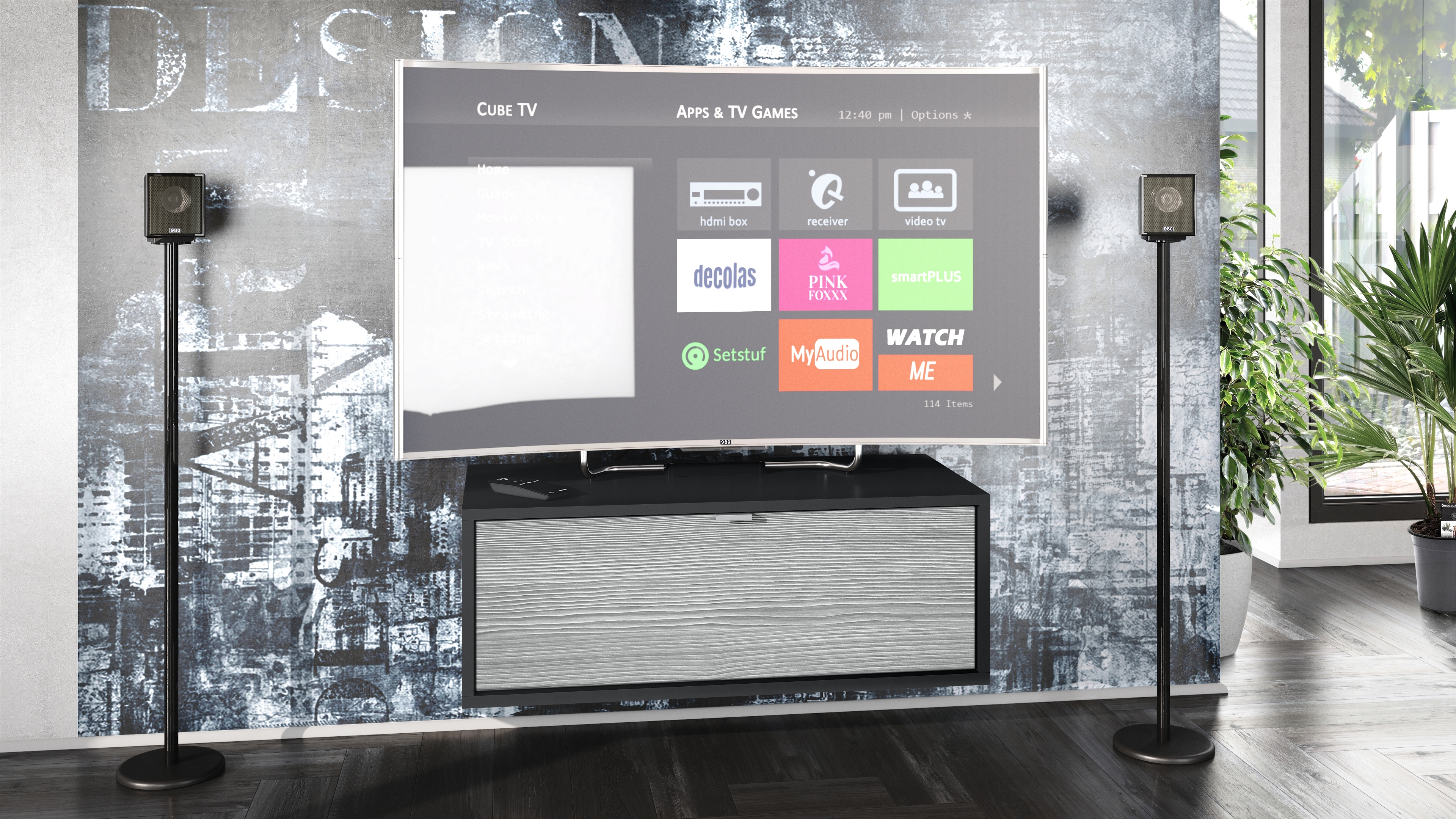 Lowboard Lana 800 mit Klappe Schwarz matt/Avola-Anthrazit (80 x 29 x 37 cm)