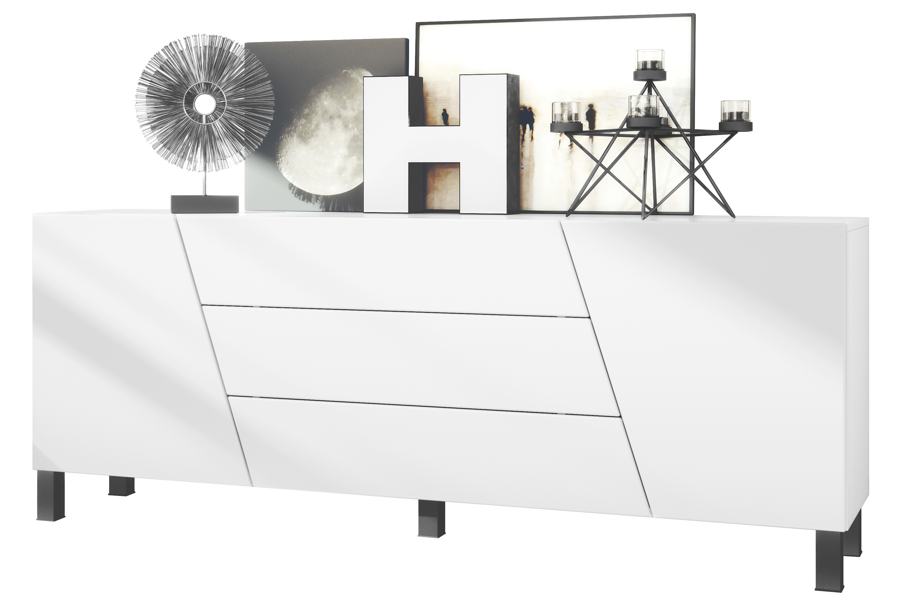 Houston Sideboard mit 2 Türen und 3 Schubladen Weiß matt (178 x 57,5 x 38,5 cm) Houston Sideboard mit 2 Türen und 3 Schubladen Weiß matt (178 x 57,5 x 38,5 cm)