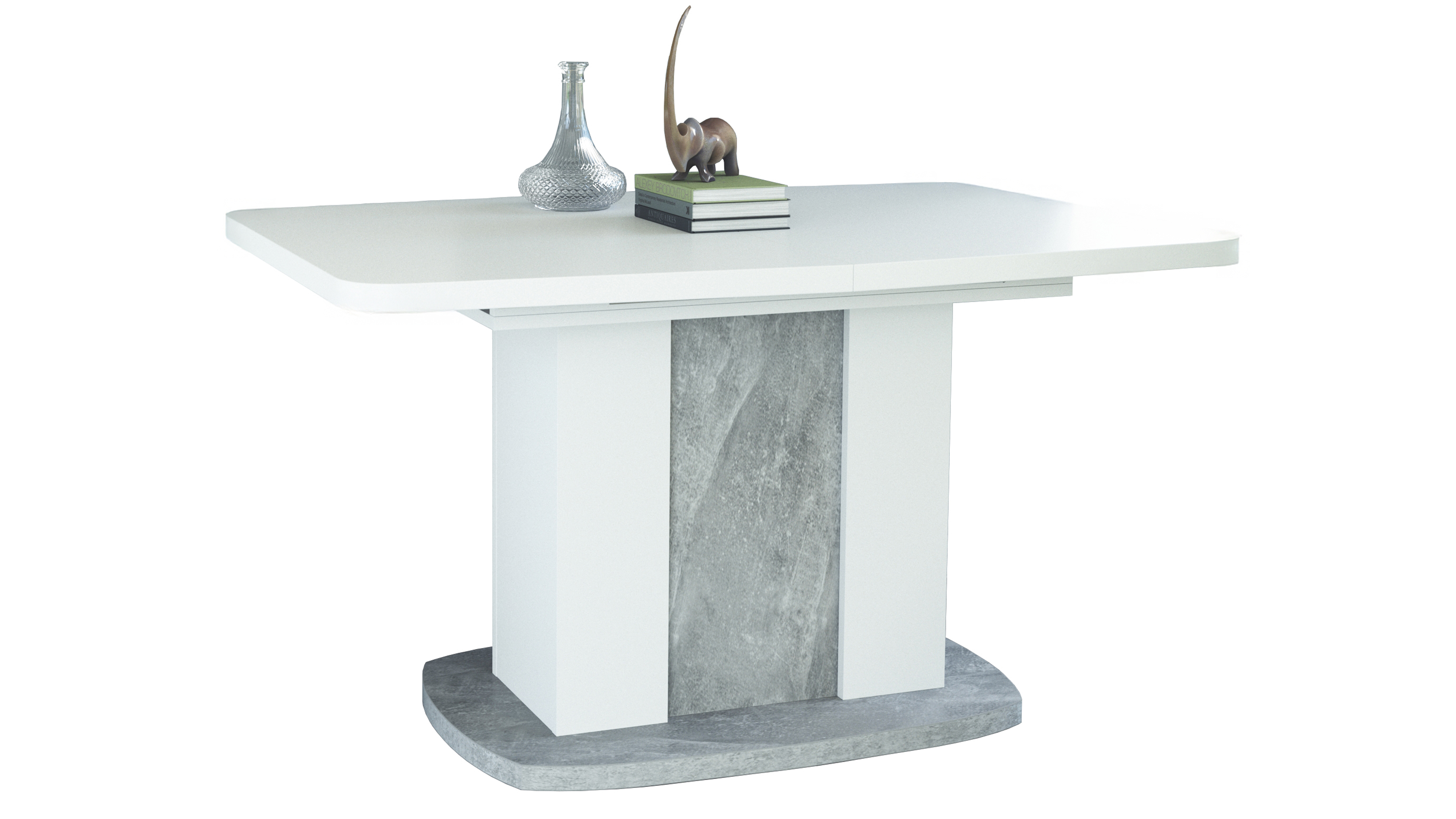 Maya Esstisch Abgerundet ausziehbar 140 - 180 / 160 - 200 x 75 x 90 cm in Weiß / Beton, Weiß / Anthrazit, Anthrazit / Weiß verfügbar Maya Esstisch Abgerundet ausziehbar 140 - 180 / 160 - 200 x 75 x 90 cm in Weiß / Beton, Weiß / Anthrazit, Anthrazit / Weiß verfügbar