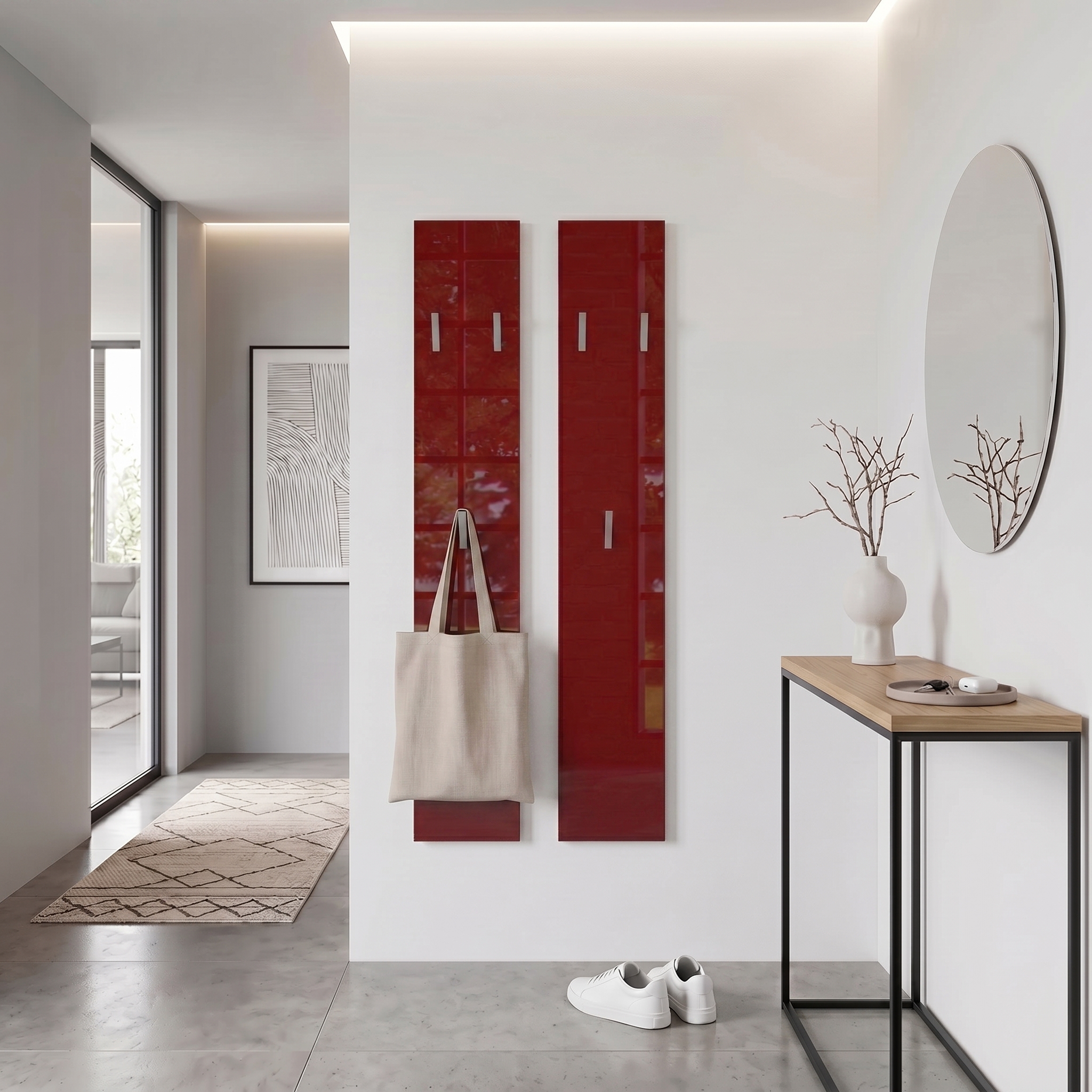 Wandpaneel 140 bestehend aus 2 Paneelen Bordeaux Hochglanz (je 24 x 140 x 2 cm)