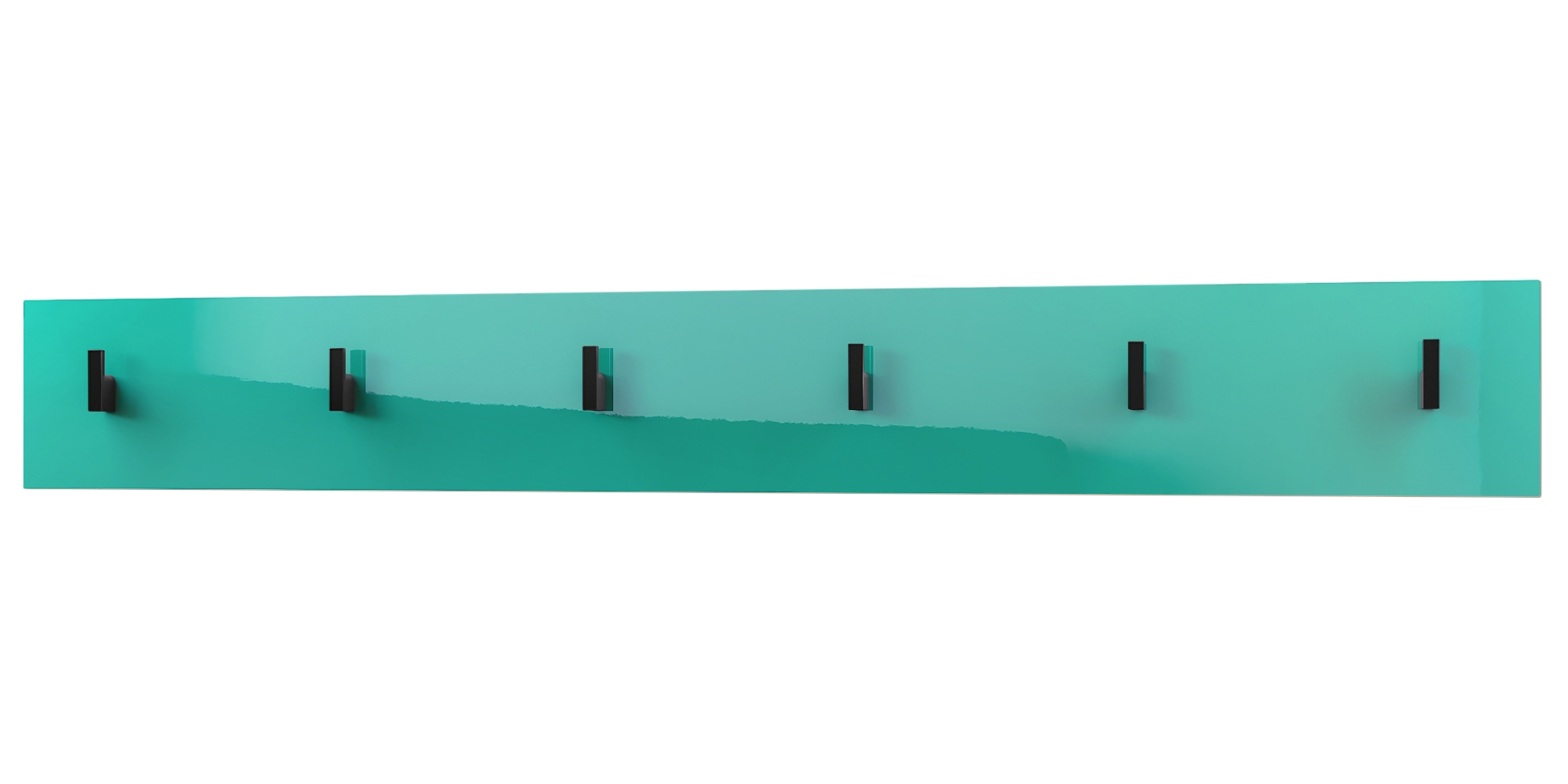 Garderobenleiste Linea V1  mit 6 Kleiderhaken  Petrol Hochglanz (110,5 x 14,5 x 3,5 cm)