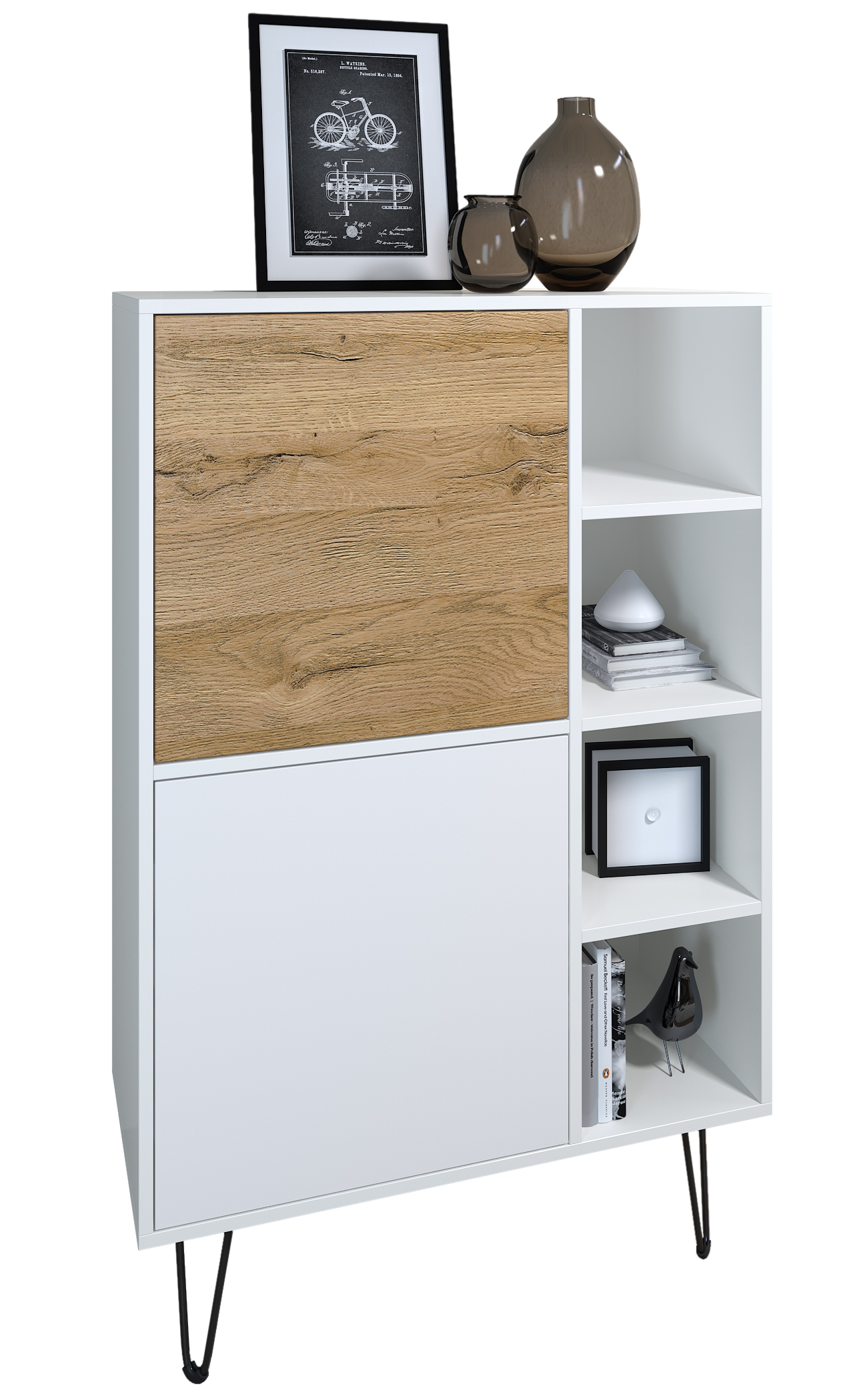 Highboard Havana V1 Kommode Made in Germany Weiß matt / Weiß matt (124 x 79 x 35 cm)
